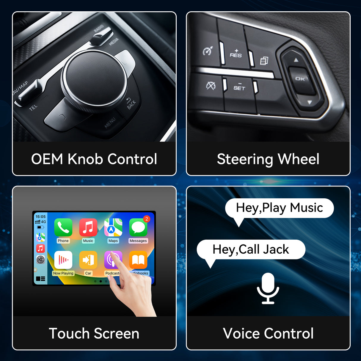 ZHNN 4-in-1 Wireless CarPlay & Android Auto Adapter with AirPlay & Android Screen Mirroring, Plug and Play