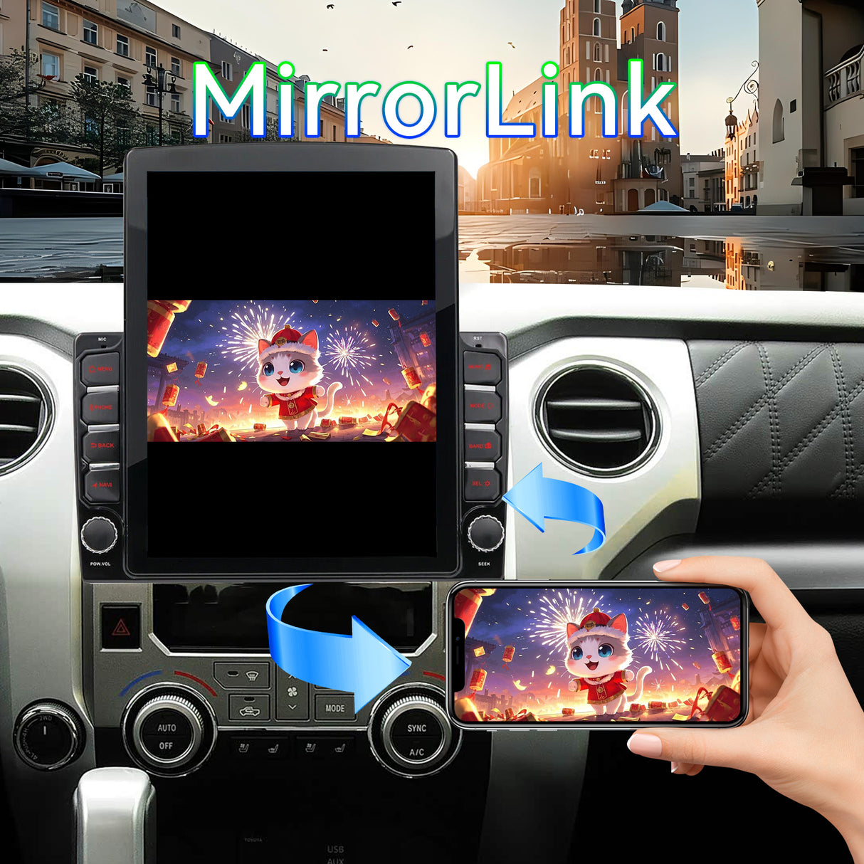 ZHNN Car Stereo Radio Compatible with Toyota Tundra 2014-2021,Android 13 Head Unit,9.7 Inch Touchscreen Support Bluetooth/Wireless CarPlay Android Auto/GPS/WiFi/Mirror Link/Backup Camera