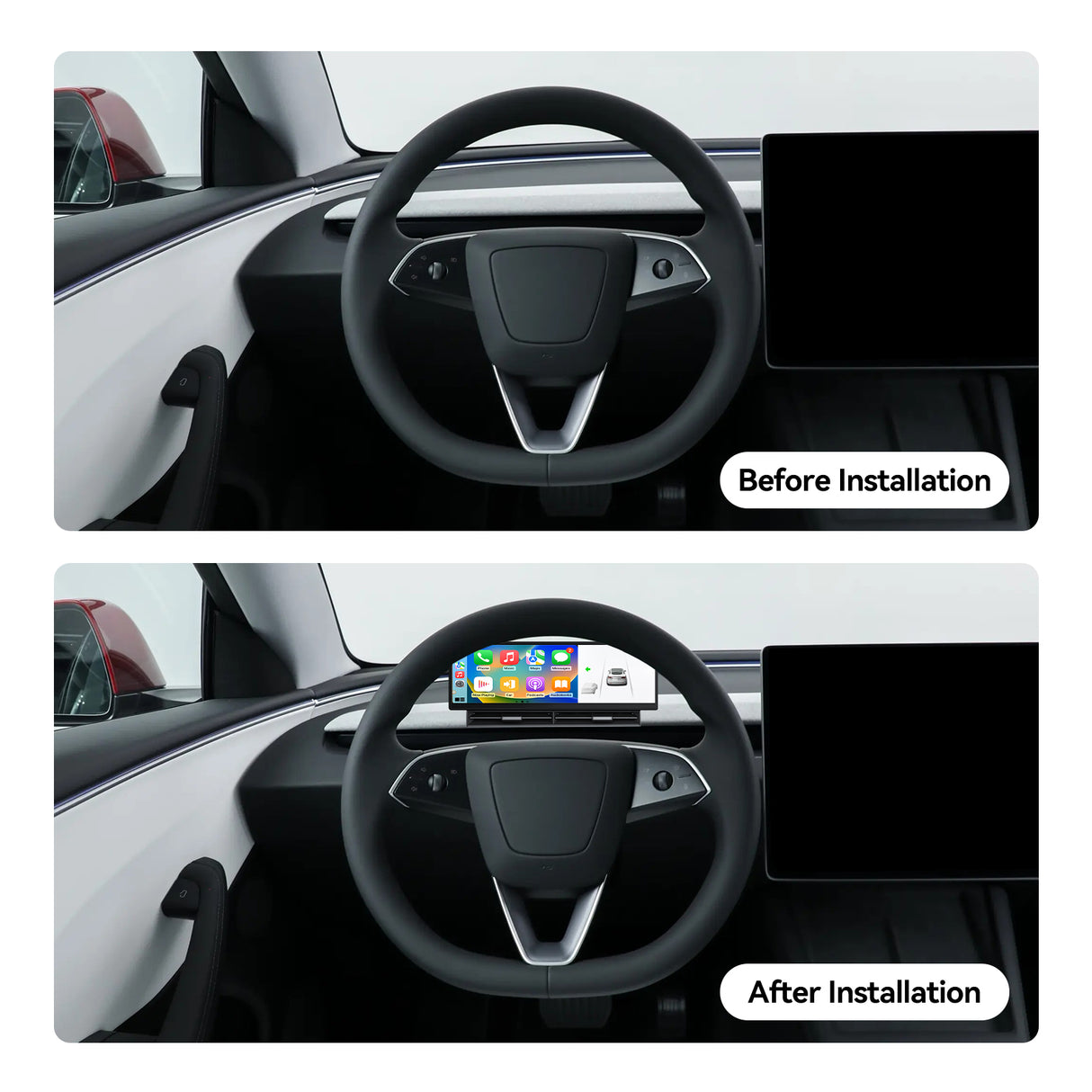 ZHNN 10.88 Inch Head Up Display Compatible with Tesla Model 3 2017-2023 Model Y 2019-2024, Smart Dashboard Touch Screen Instrument Cluster Display with Wireless CarPlay/Android Auto/Camera/Air Vent