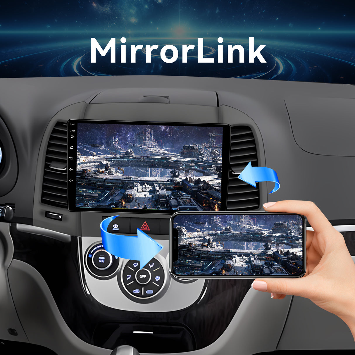 Android Car Stereo for Hyundai Santa fe 2006-2012, 9'' Touchscreen Radio for Santa fe Wireless Carplay Android Auto, 1080P/5G WiFi/Bluetooth/FM/RDS SWC Mirror Link+Backup Cam