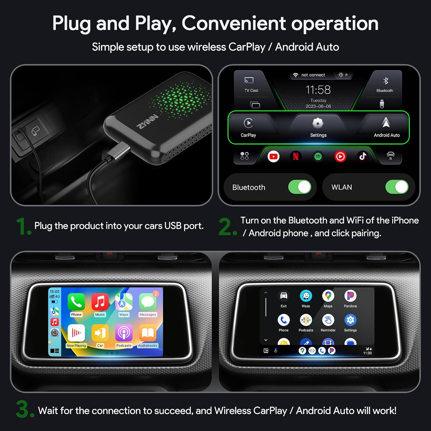 ZHNN Car Box A1 for OEM Wired CarPlay Car Radio
