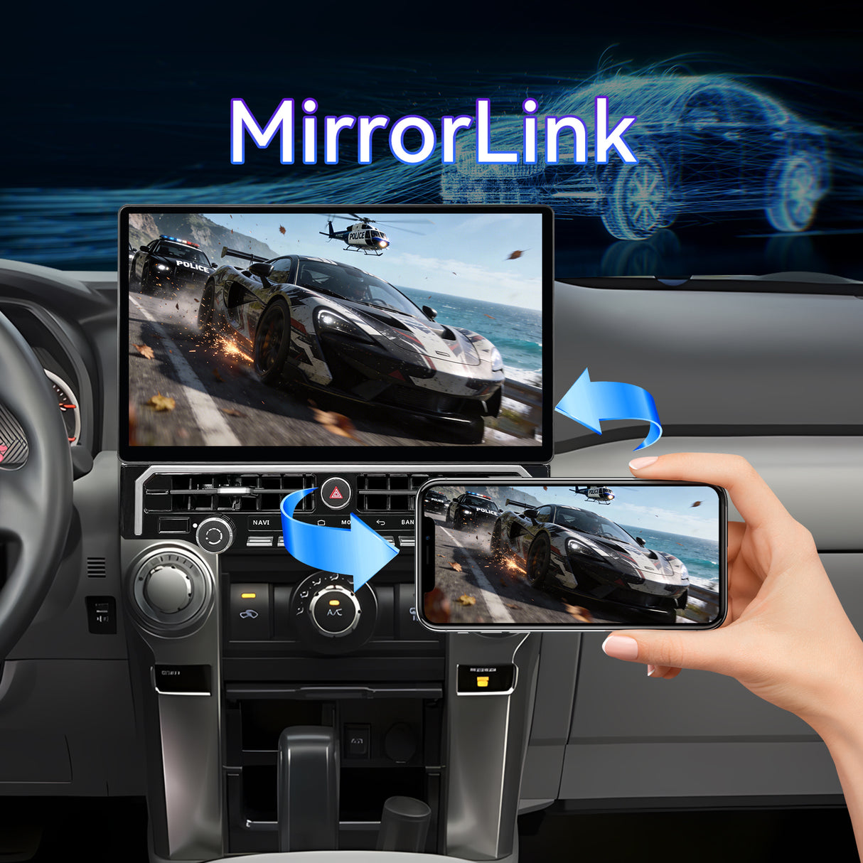15.6 Inch Car Radio Upgrade Stereo Compatible with Toyota 4Runner 2010-2023, Android 13 System 8+256GB Large Touchscreen Car Head Unit with Wireless CarPlay & Android Auto/SWC/GPS Navigation