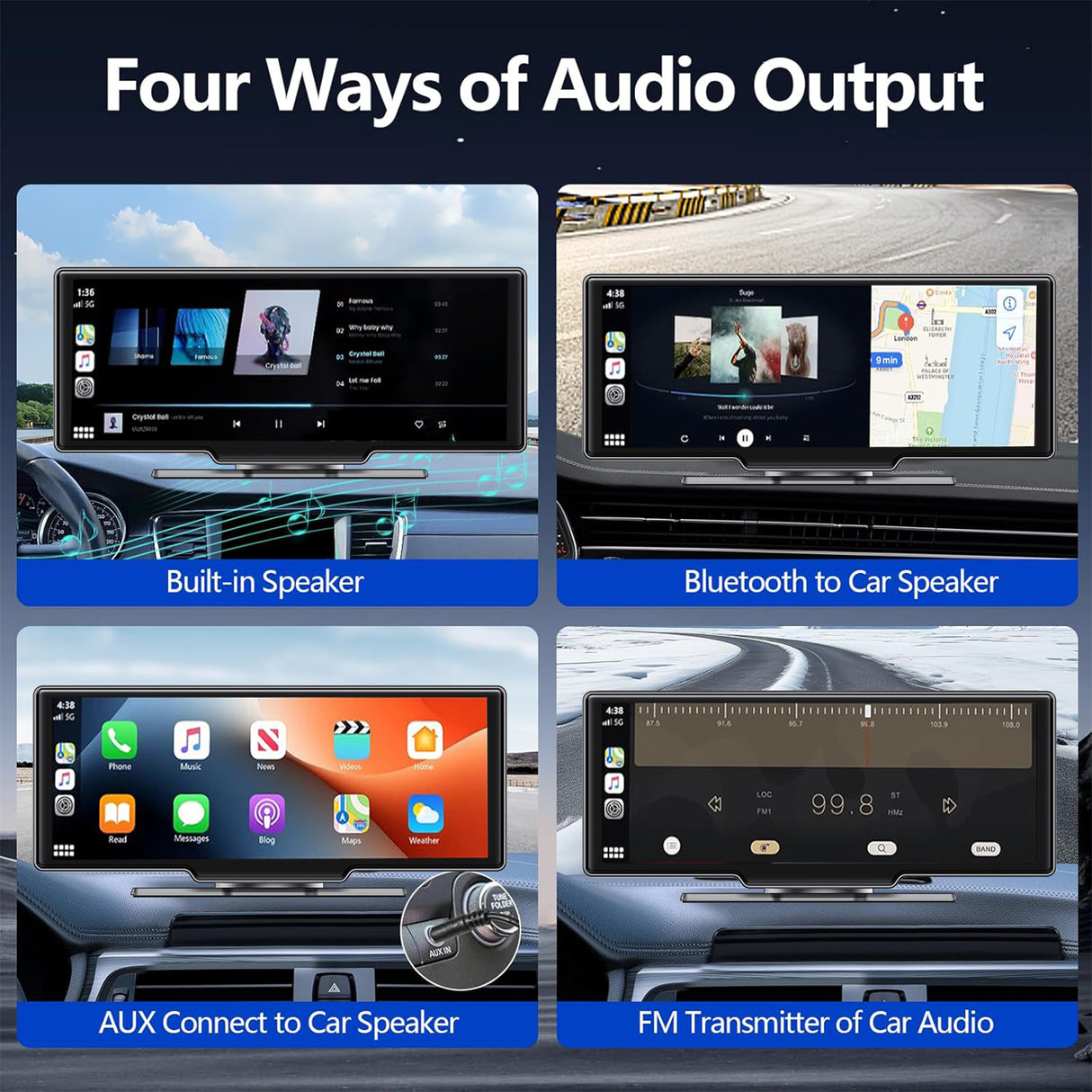 Wireless Car Stereo Compatible with Apple CarPlay and Android Auto, 8.1" HD Portable Bluetooth CarPlay Touch Screen for Car, with Backup Camera Car Play for All Cars