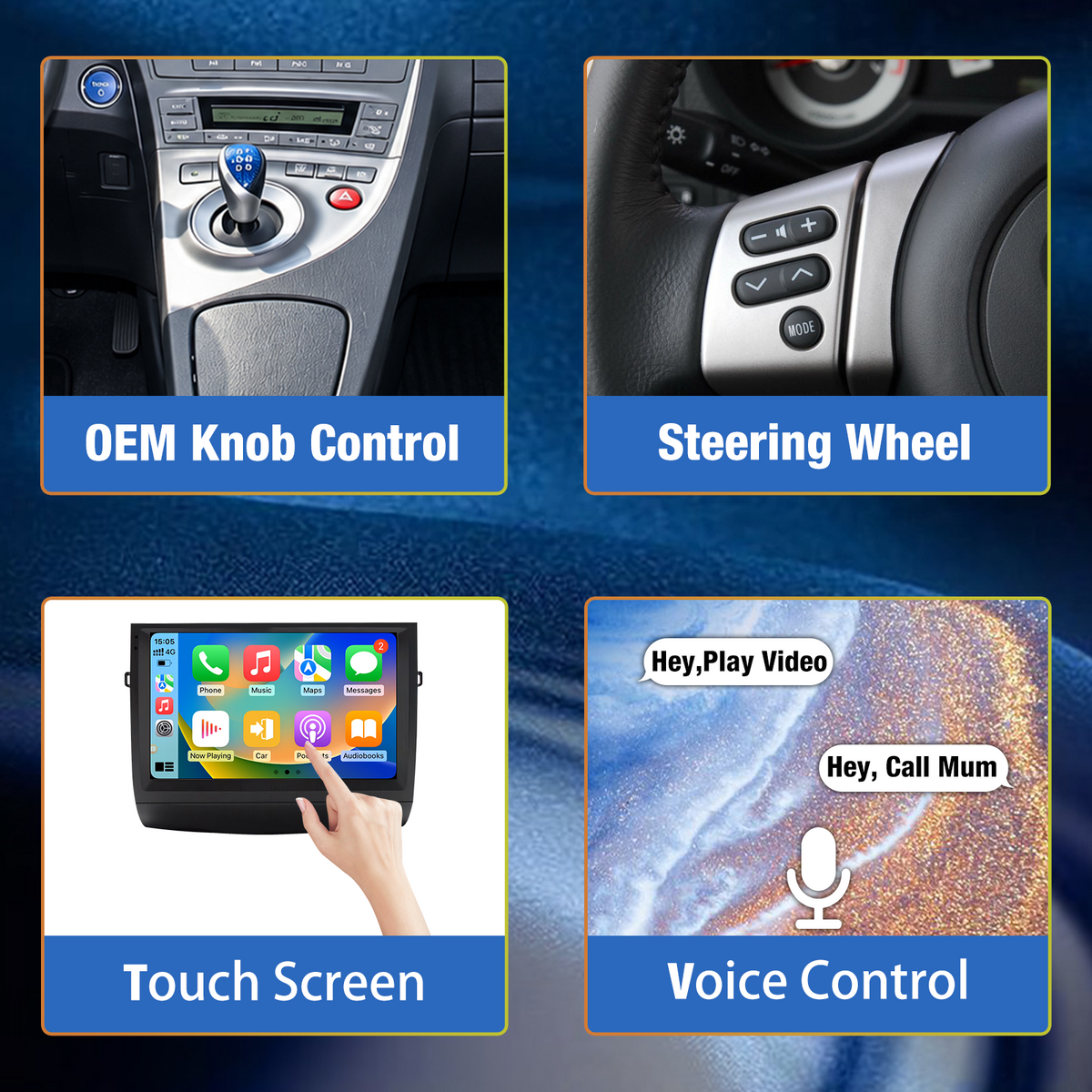 Android Car Stereo for Toyota Prius 2003-2009, 9’’ Touch Screen Radio Receiver, Support Wireless Apple CarPlay, Android Auto