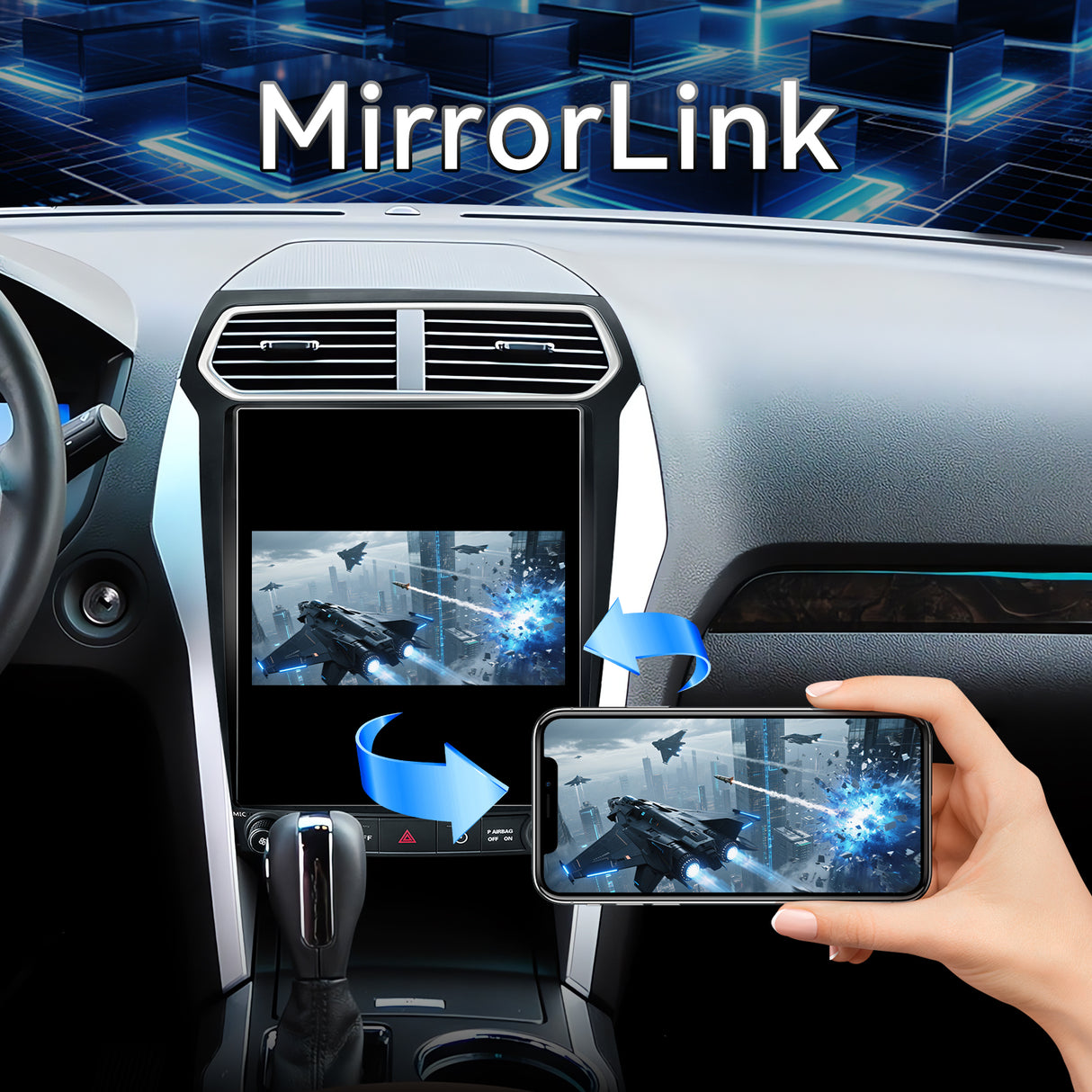 12.1 Inch Radio Upgrade for Ford Explorer 2011-2019 Explorer Stereo T-Style Vertical Touch Screen Android 13 Head Unit Wireless Carplay Andriod Auto GPS SWC 1080P Backup Camera 4+64G