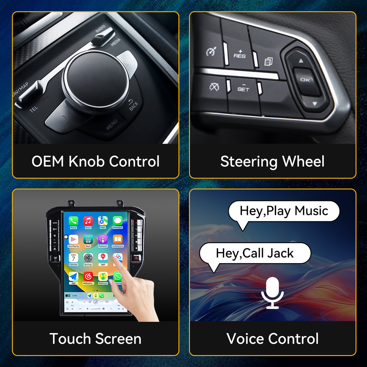 14.5 inch Car Stereo for Ford Mustang 2015-2021 Upgrade, 8-Core Qualcomm CPU, with Wireless CarPlay & Android Auto AHD Backup Camera GPS SWC FM WiFi Bluetooth