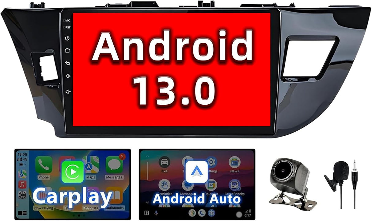 Android 13 Car Stereo Radio Head Unit Compatible with Toyota Corolla 2014 2015 2016 Wireless Carplay&Android Auto, 10 Inch Touchscreen Bluetooth Navigation,FM Radio,Mirror Link,Backup Camera