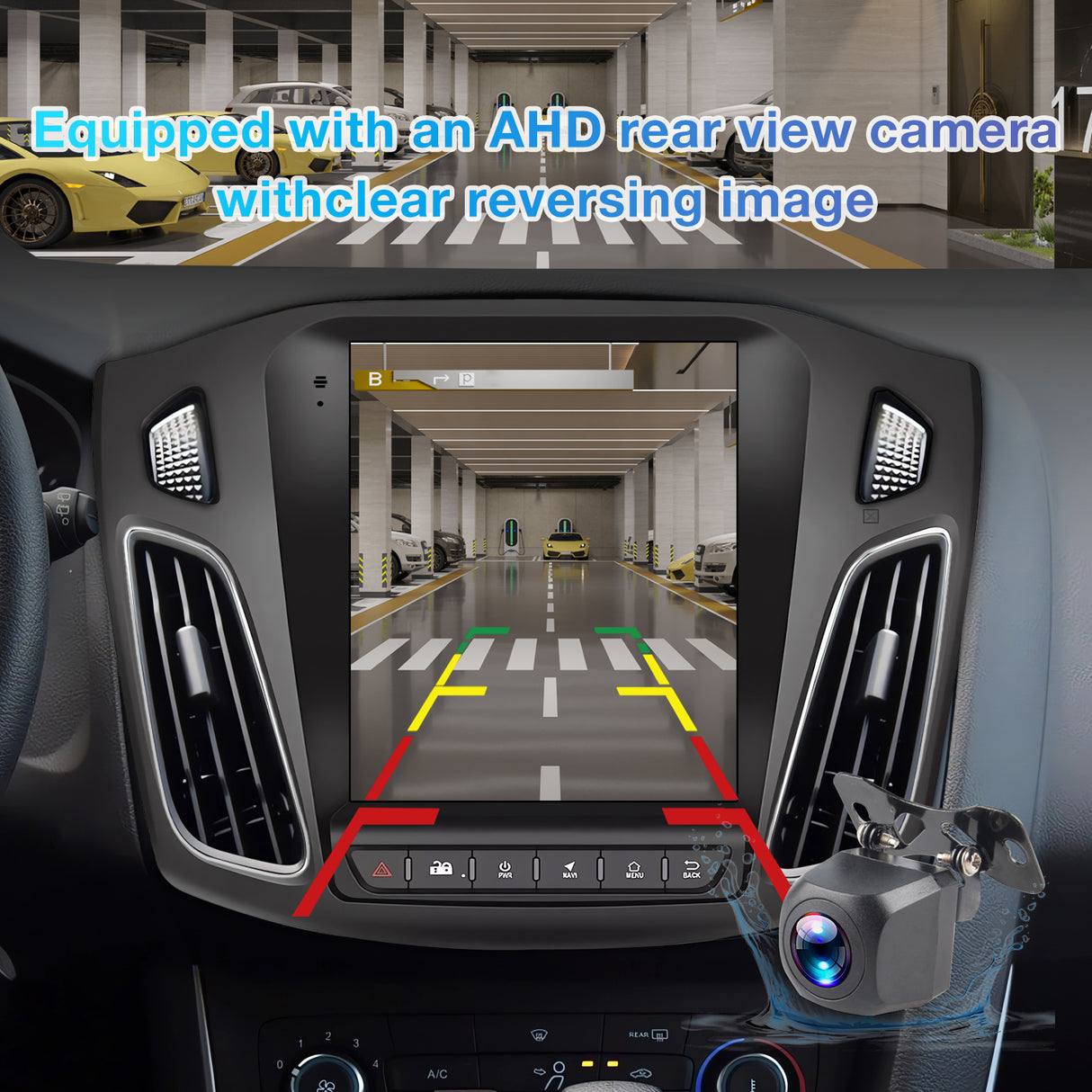 9.7 Inch Android 13 Car Radio Compatible with Ford Focus 2012 2013 2014 2015 2016 2017 2018, 2+64G Car Replacement Radio with CarPlay/Android Auto, Bluetooth GPS SWC FM Backup Camera