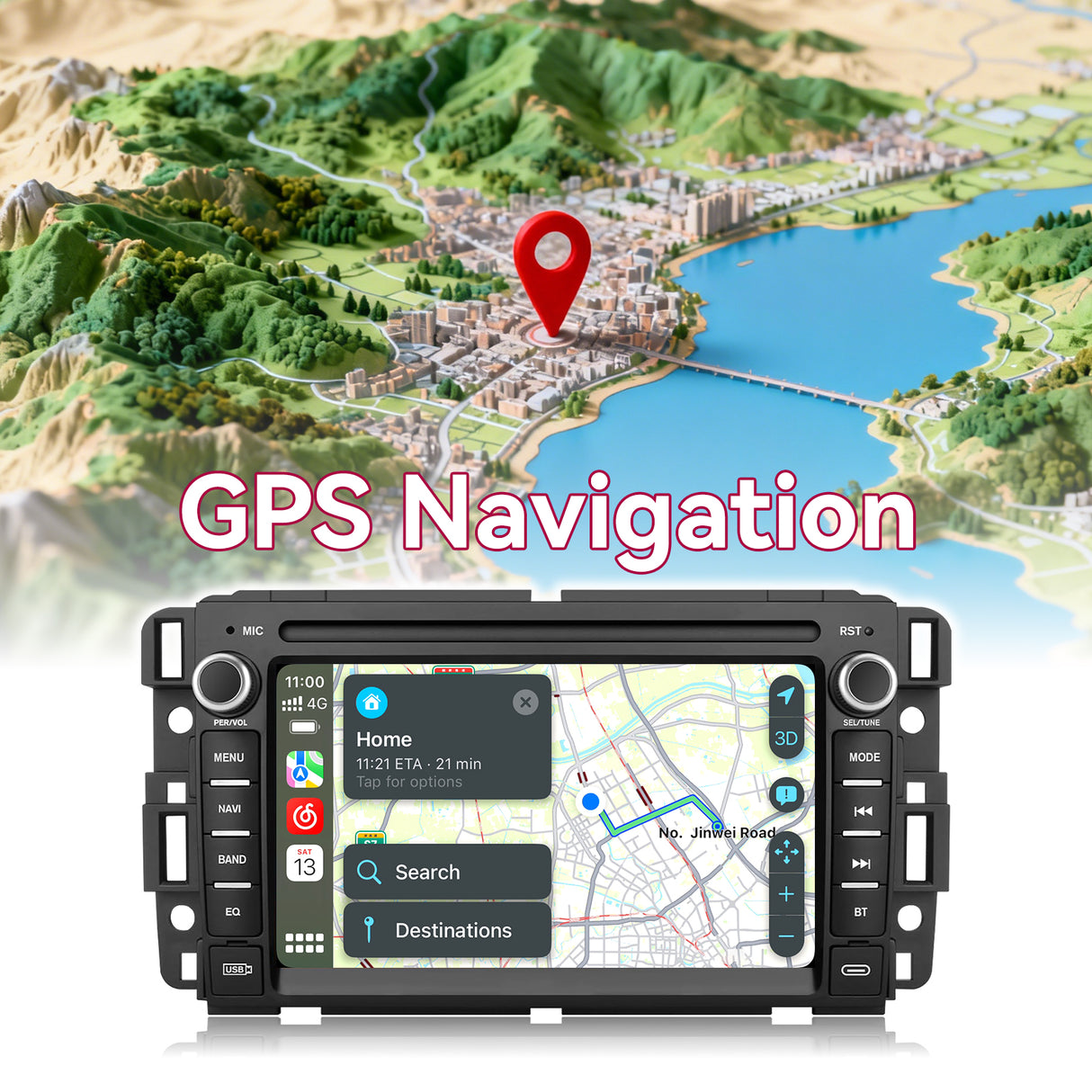 10" Android 13 Wireless CarPlay & Android Auto Radio for Chevy Silverado 2007-2014 | GMC Sierra Yukon Tahoe | 2+64GB, GPS, WiFi & Backup Camera