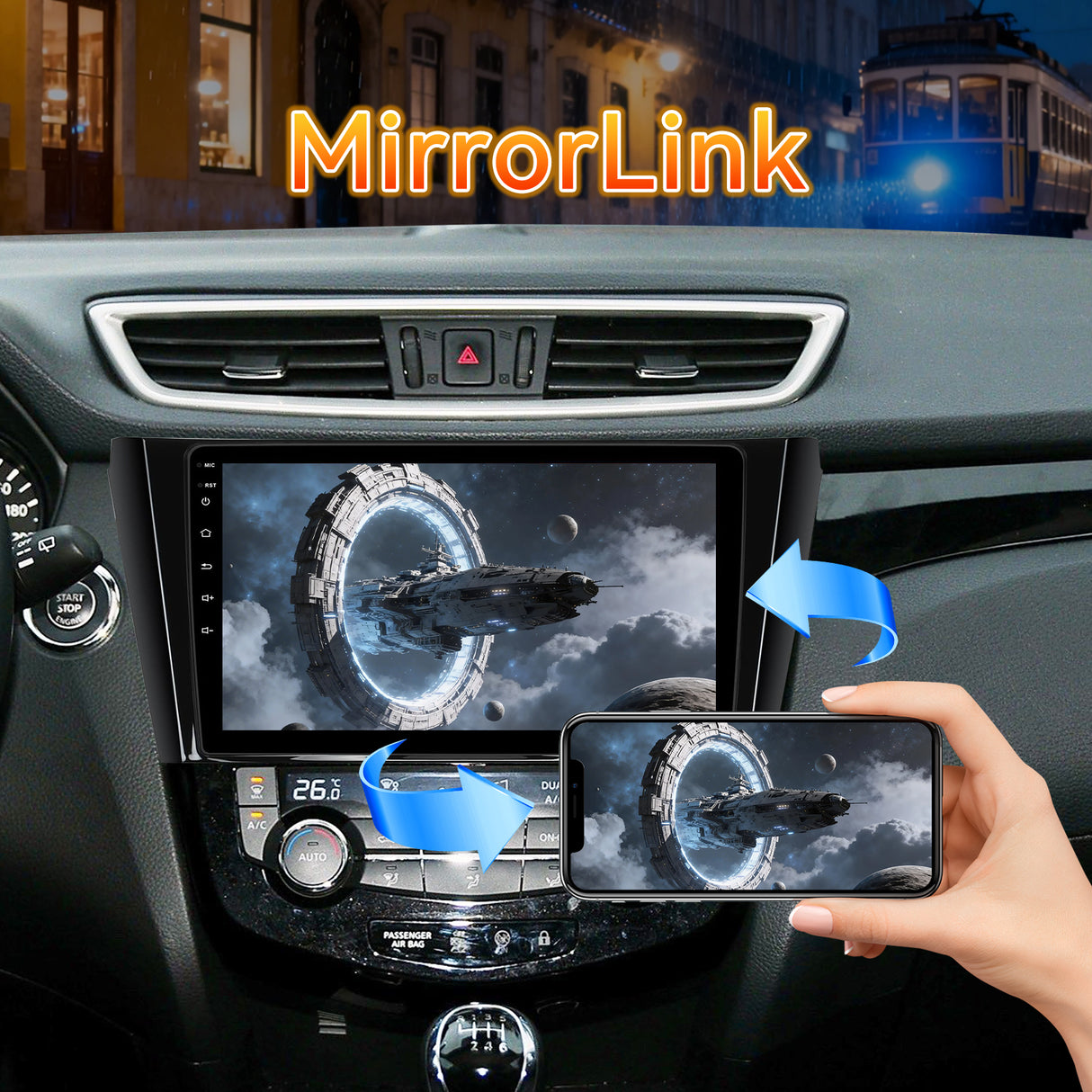 10.1 Inch Android 13 Car Stereo for Nissan Rogue X-TRAIL 2014 2015 2016 2017 2018 (Auto AC), 2G+64G Touch Screen Head Unit, Wireless Apple CarPlay & Android Auto, GPS Navigation, Bluetooth, SWC with Backup Camera