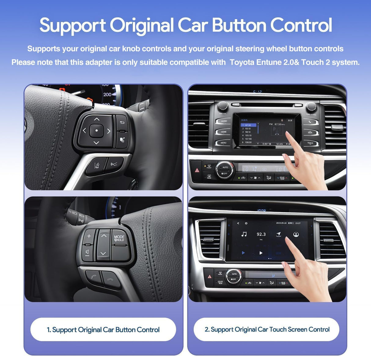 Wireless CarPlay/Android Auto Adapter for 2014-2019 Toyota with Entune2.0 & Touch2 Retrofit Kit Decoder