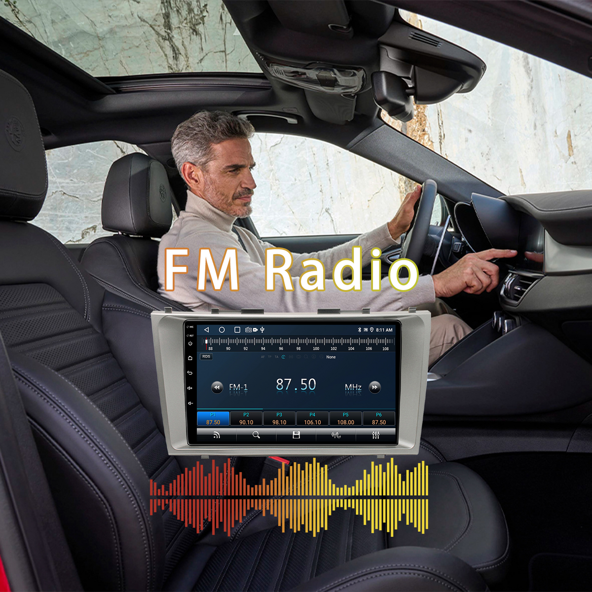 Head Unit Stereo for Toyota Camry (06-11) Wireless CarPlay & Android Auto Quick Boot, Screen Casting, Anti-Glare QLED Display. AM/FM Radio Receiver, Plug & Play Dash Harness Included.