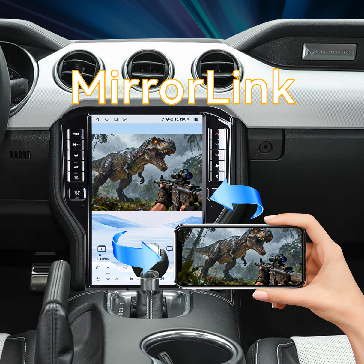 14.5 inch Car Stereo for Ford Mustang 2015-2021 Upgrade, 8-Core Qualcomm CPU, with Wireless CarPlay & Android Auto AHD Backup Camera GPS SWC FM WiFi Bluetooth