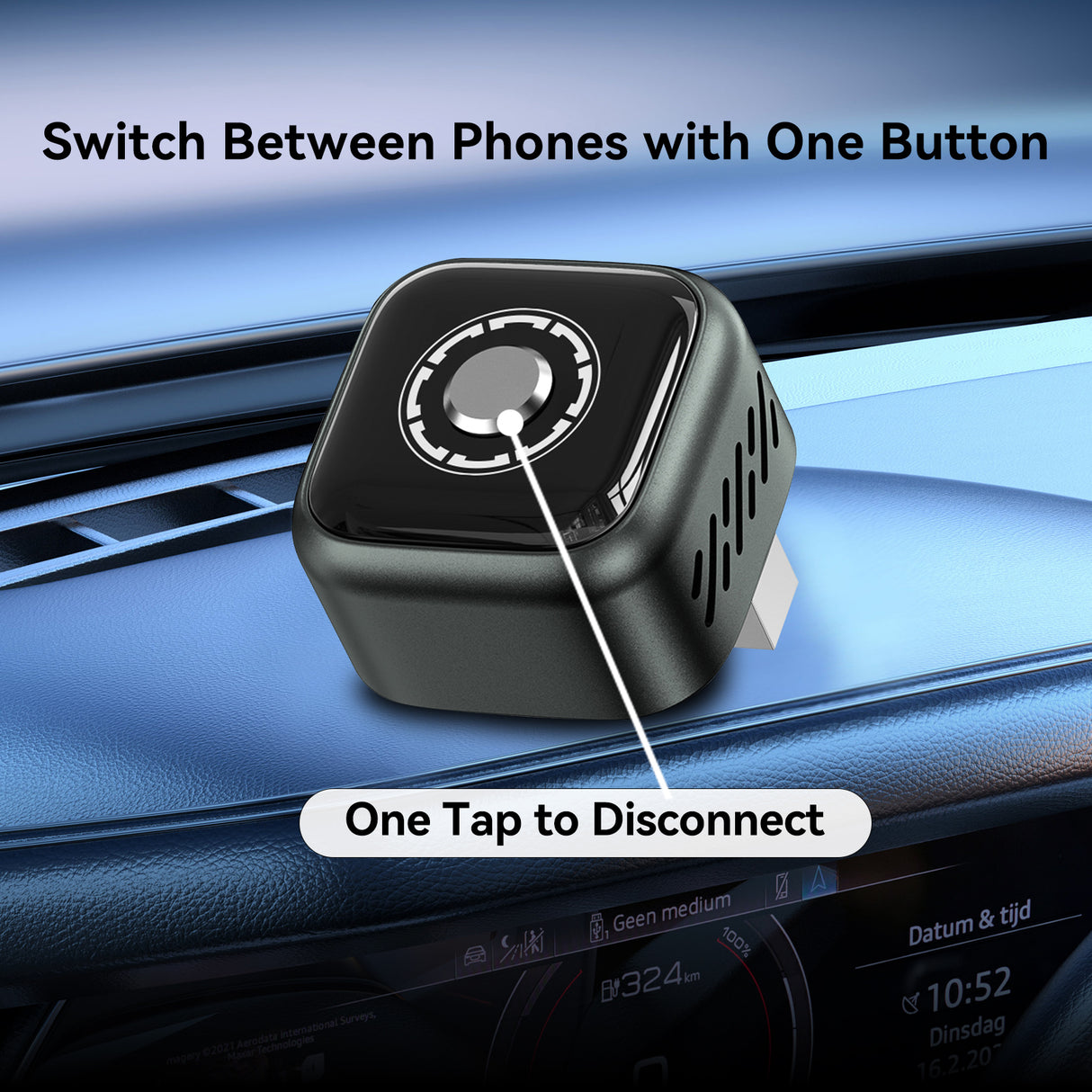 2 in 1 Wireless Car Play and Android Auto Adapter Plug and Play, Convert Wired to Wireless, One Button to Switch Devices