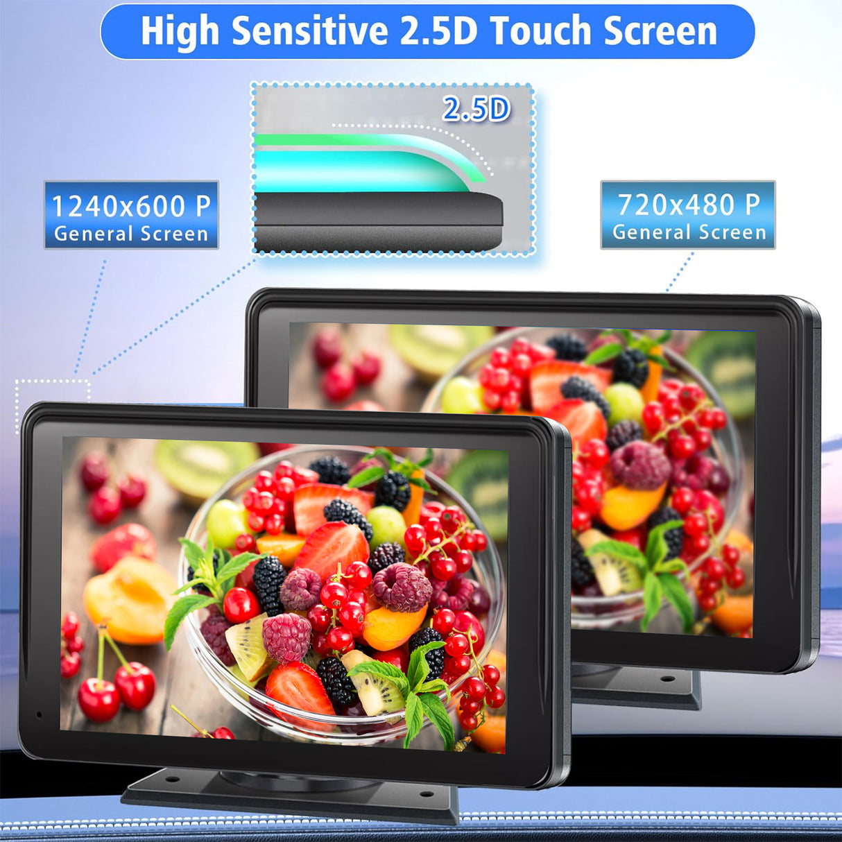 ZHNN Wireless Car Stereo Compatible with Apple CarPlay and Android Auto,7" HD Portable Bluetooth CarPlay Touch Screen for Car,with Backup Camera Car Play for All Cars