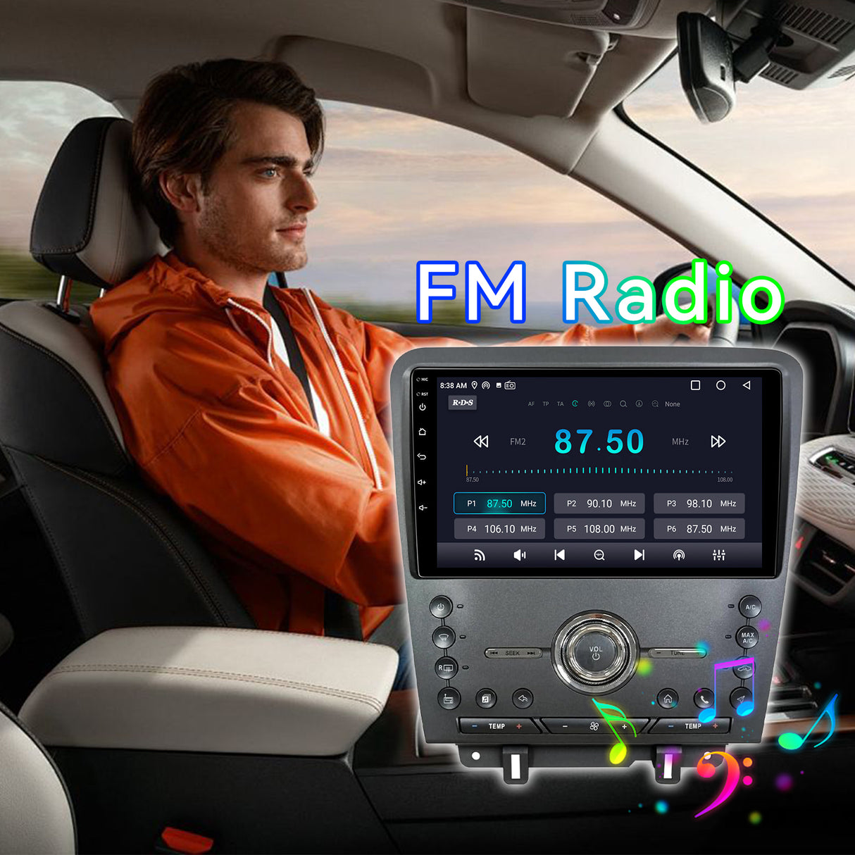 Android 13 Car Stereo Radio Compatible with Ford Mustang 2010 2011 2012 2013 2014,10 Inch Touchscreen Support Wireless CarPlay Android Auto/GPS/WiFi/Bluetooth/Mirror Link/Backup Camera