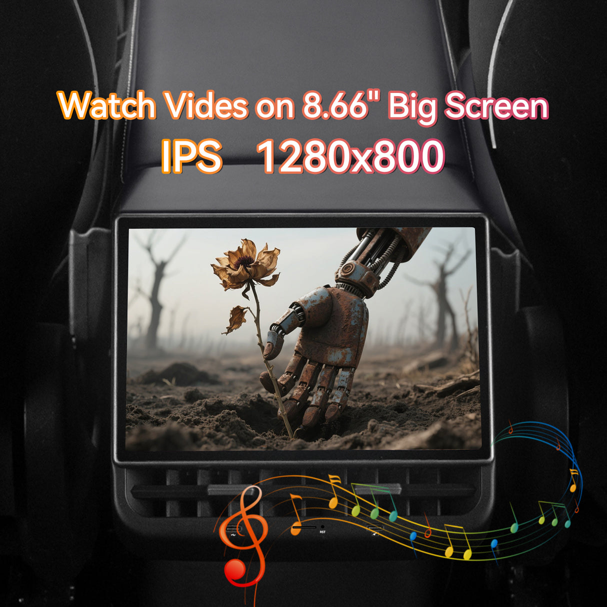 ZHNN 8.66 Inch Rear Display Screen Compatible with Tesla Model 3 17-23&Y19-24, 5G.Android 13 Supports HD Movie Watching, 4+64G,8-core, Supports seat Adjustment and Rear air Conditioning
