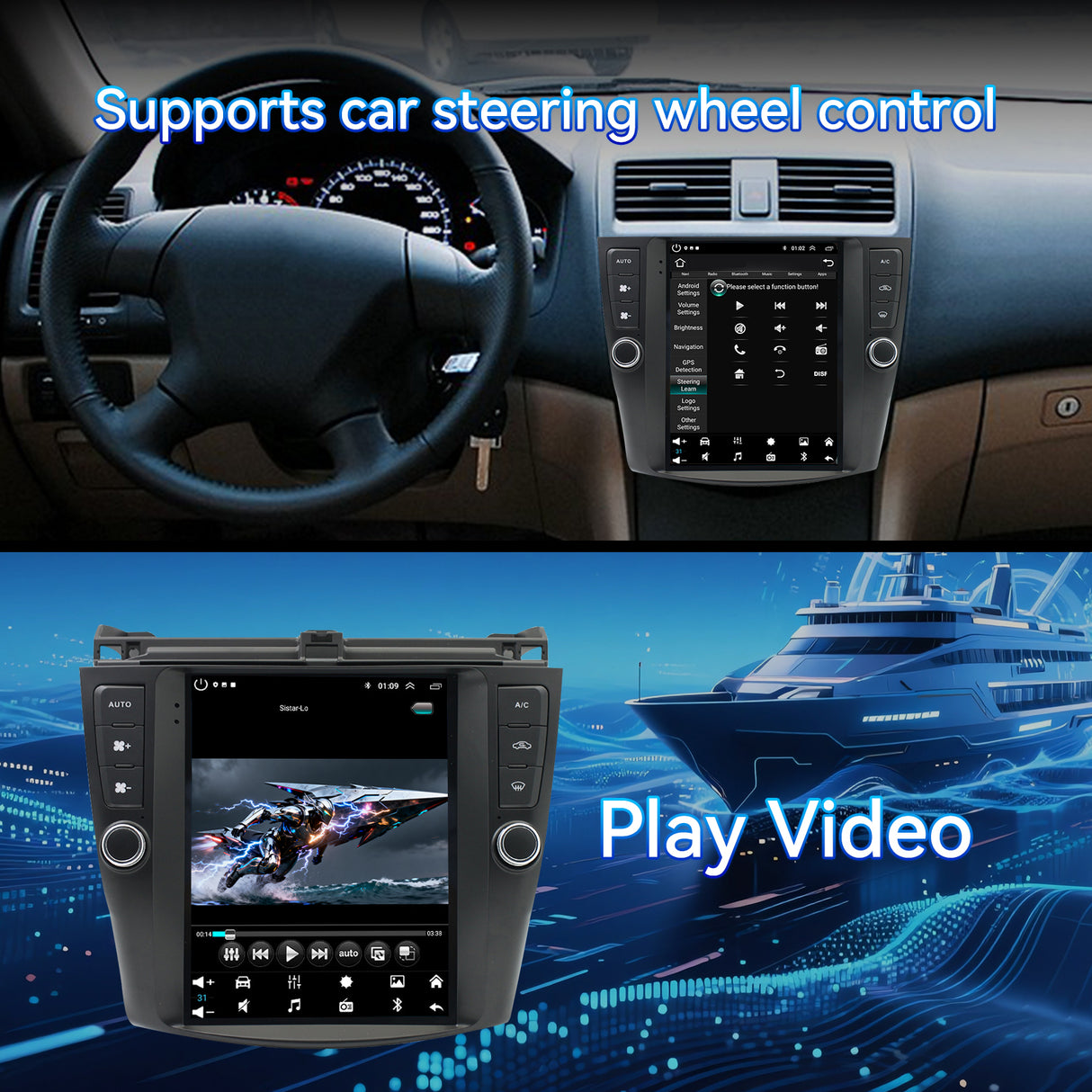 Android 13 Car Stereo Head Unit Radio Wireless Carplay&Android Auto 9.7 Inch Touchscreen Radio Compatible with Honda Accord 7th 2003 2004 2005 2006 2007 Support GPS Bluetooth/FM