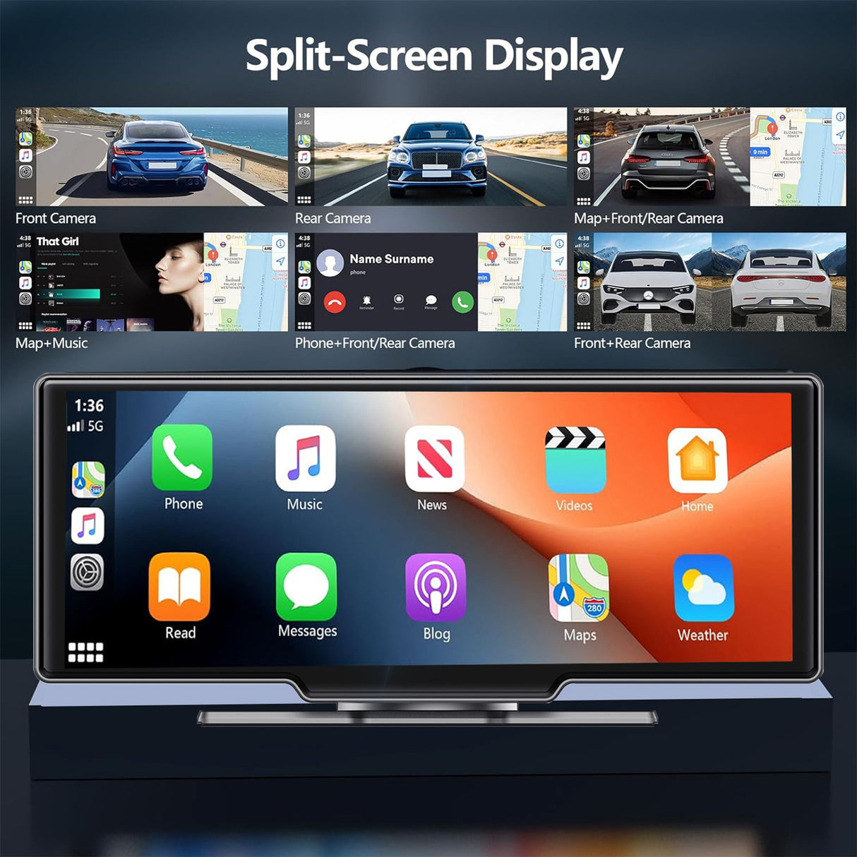 Wireless Car Stereo Compatible with Apple CarPlay and Android Auto, 8.1" HD Portable Bluetooth CarPlay Touch Screen for Car, with Backup Camera Car Play for All Cars