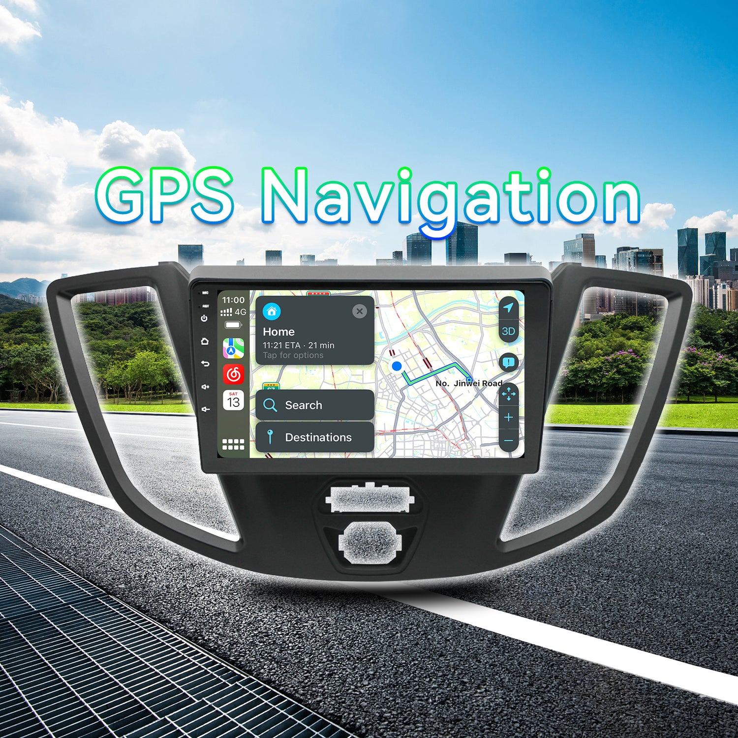 ZHNN Android 13 Car Stereo Radio Compatible with Ford Transit 2013-2019,9" Touchscreen Support Bluetooth/Wireless CarPlay Andriod Auto/GPS/WiFi/Mirror Link/Backup Camera