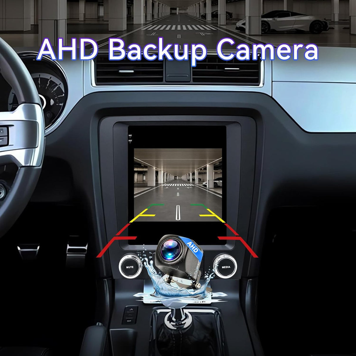9.7 Inch Car Radio Compatible with Ford Mustang 2010 2011 2012 2013 2014, 2+64G Android 13 T-Style Car Stereo with with Carplay/Android Auto/Bluetooth/SWC/FM/1080P Back-up Camera
