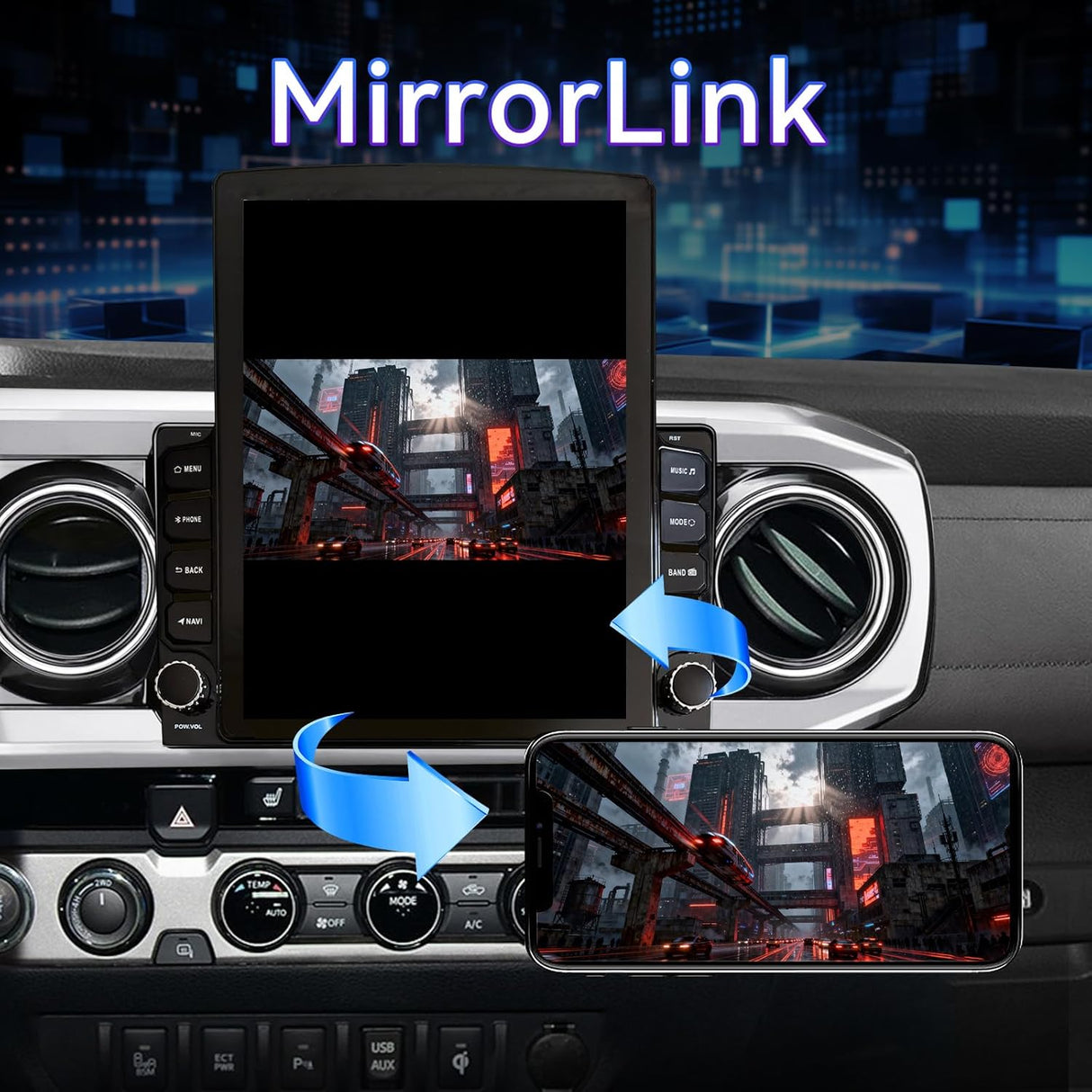 9.7 Inch Car Stereo Radio Compatible with Toyota Tacoma 2016-2022, Android 13 2+64G Wireless CarPlay Android Auto Car Radio Replacement with GPS/SWC/ 1080p Backup Camera