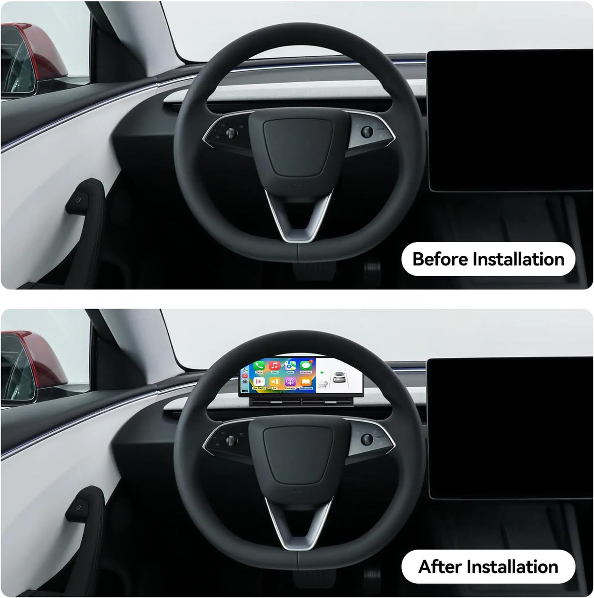 10.88 Inch Head Up Display Compatible with Tesla Model 3 2017-2023 Model Y 2019-2024, Smart Dashboard Touch Screen Instrument Cluster Display with Wireless CarPlay/Android Auto/Camera/Air Vent