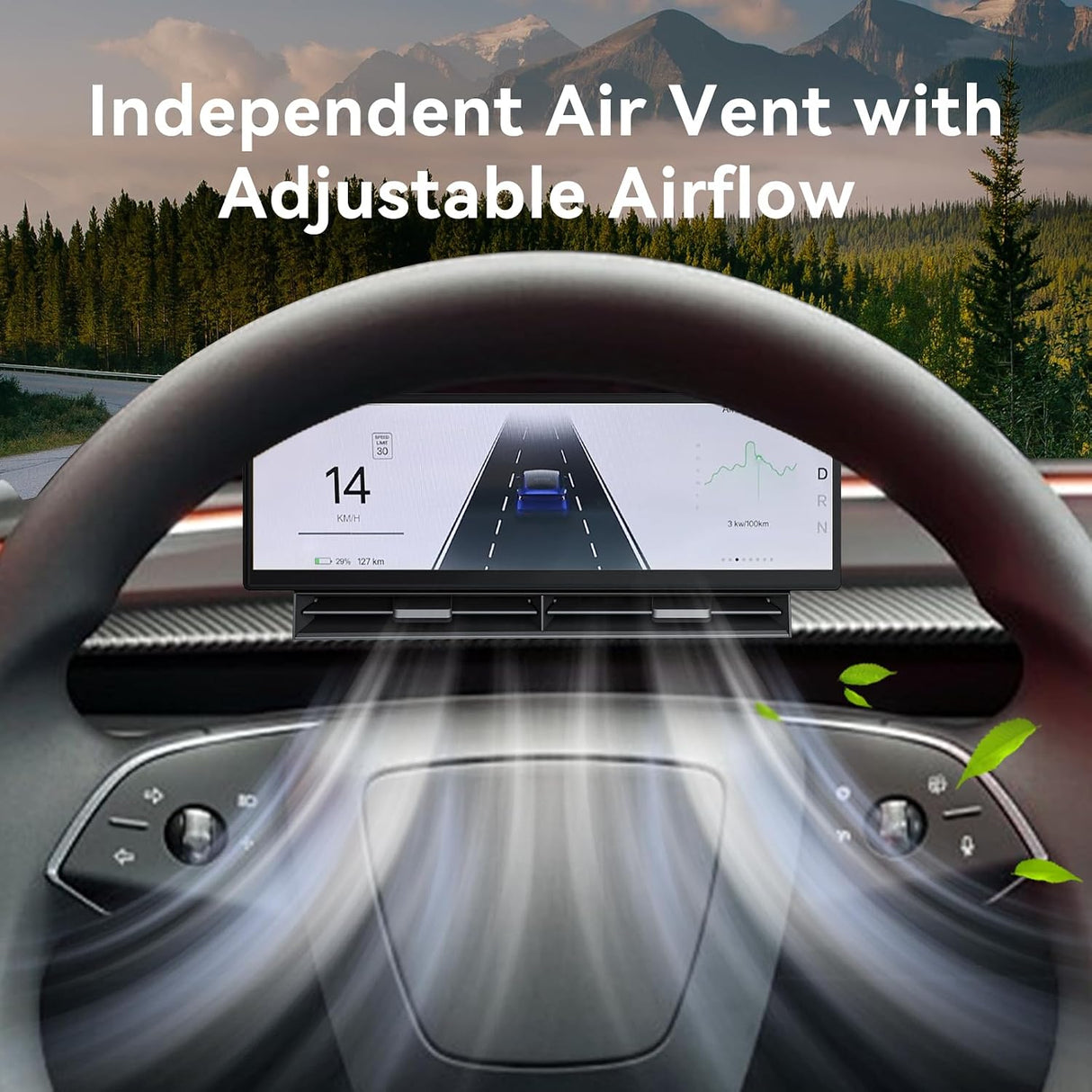 10.88 Inch Head Up Display Compatible with Tesla Model 3 2017-2023 Model Y 2019-2024, Smart Dashboard Touch Screen Instrument Cluster Display with Wireless CarPlay/Android Auto/Camera/Air Vent