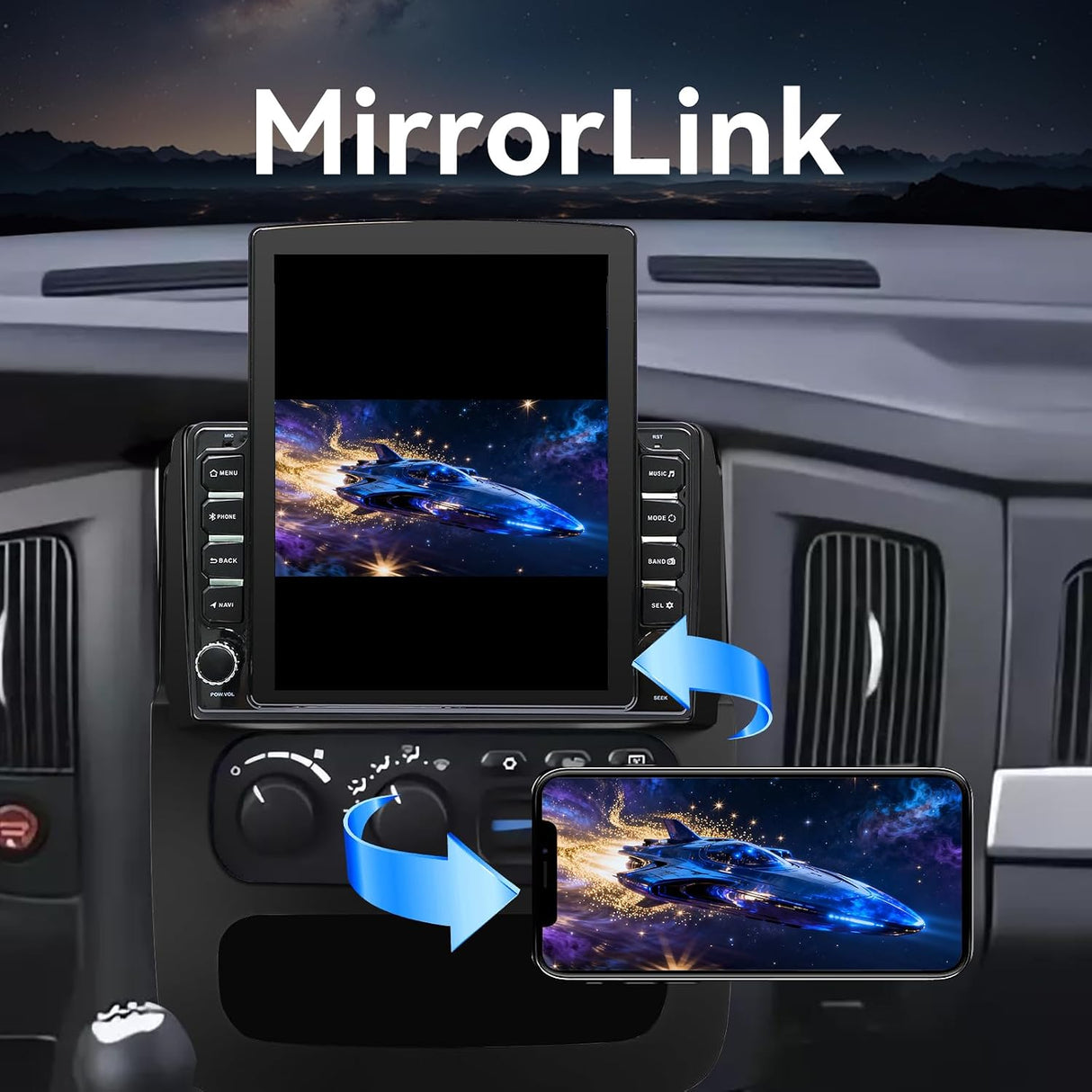 Android 14 Car Stereo Radio Compatible with Dodge Ram 1500 2500 3500 2002 2003 2004 2005 Wireless CarPlay & Android Auto AHD Backup Camera Upgrade 9.7" Touch Screen GPS WiFi SWC FM Bluetooth 2+64G