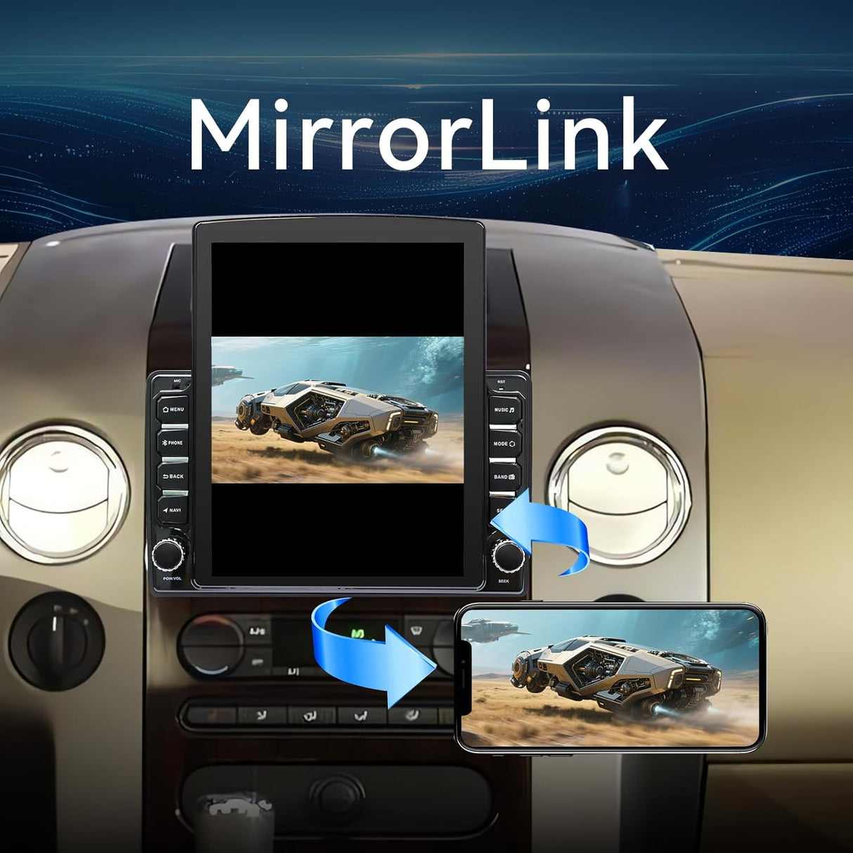 9.7" Android 14 Car Radio Stereo Compatible with Ford F150 2004 2005 2006 2007 2008 AHD Backup Camera Upgrade Wireless CarPlay & Android Auto Touch Screen GPS WiFi SWC FM Bluetooth 2+64G