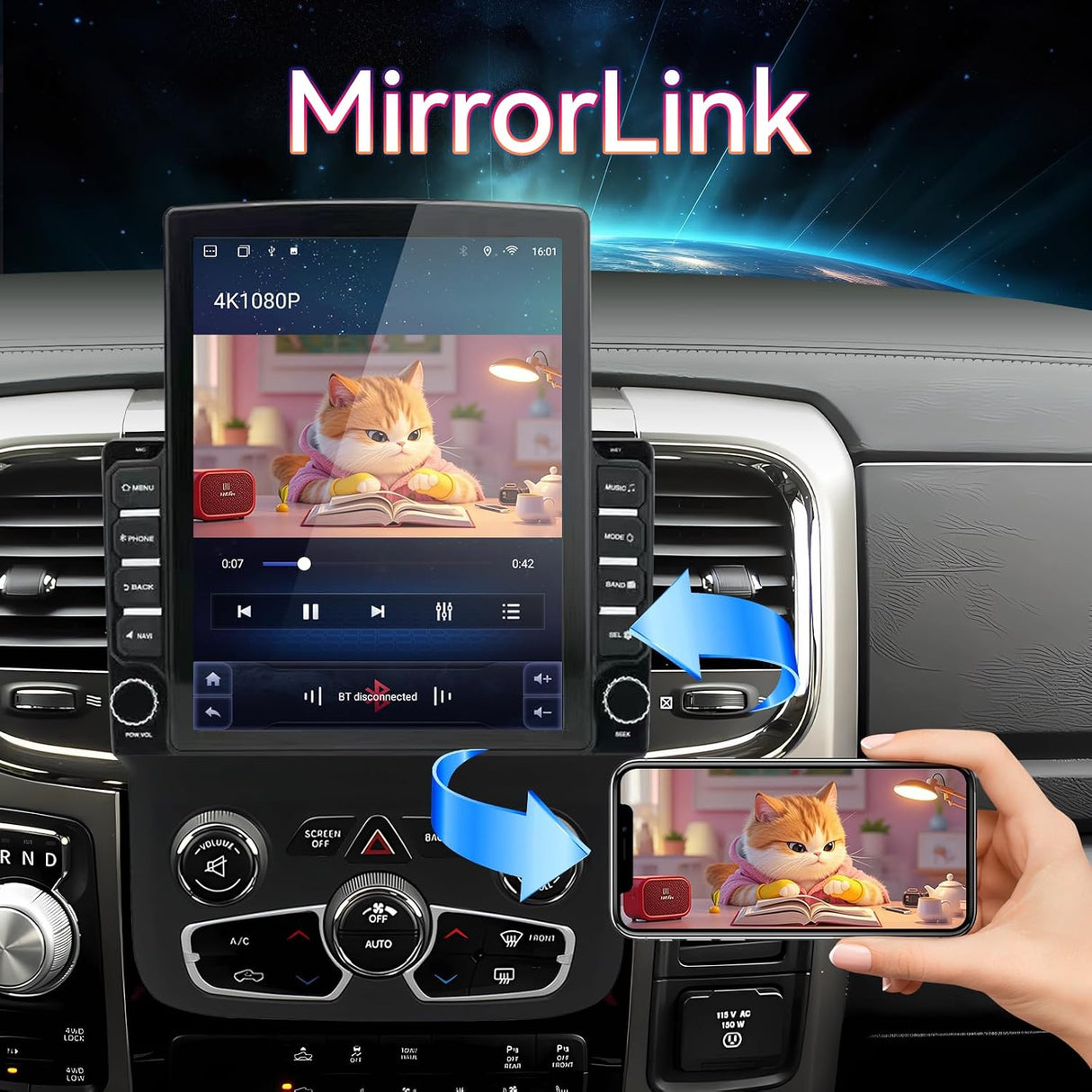 Android 13 Car Radio Stereo Compatible with Dodge Ram 1500/2500/3500 2013-2018 Upgrade with Wireless Carplay&Android Auto, GPS/SWC/Backup Camera/Seat Heating, for Manual & Auto AC (9.7 Inch)