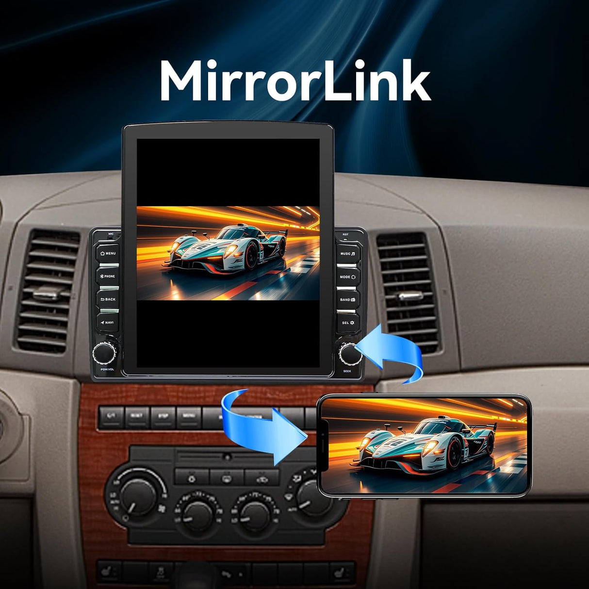 Android 14 Car Stereo Radio Compatible with Dodge Ram 1500 2500 3500 2006 2007 2008 Wireless CarPlay & Android Auto AHD Backup Camera Upgrade 9.7" Touch Screen GPS WiFi SWC FM Bluetooth 2+64G