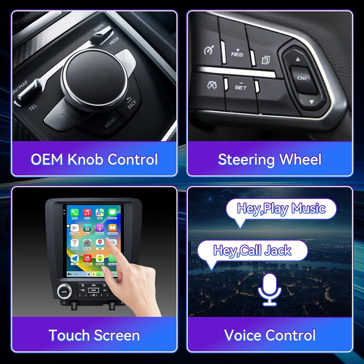 9.7 Inch Car Radio Compatible with Ford Mustang 2010 2011 2012 2013 2014, 2+64G Android 13 T-Style Car Stereo with with Carplay/Android Auto/Bluetooth/SWC/FM/1080P Back-up Camera