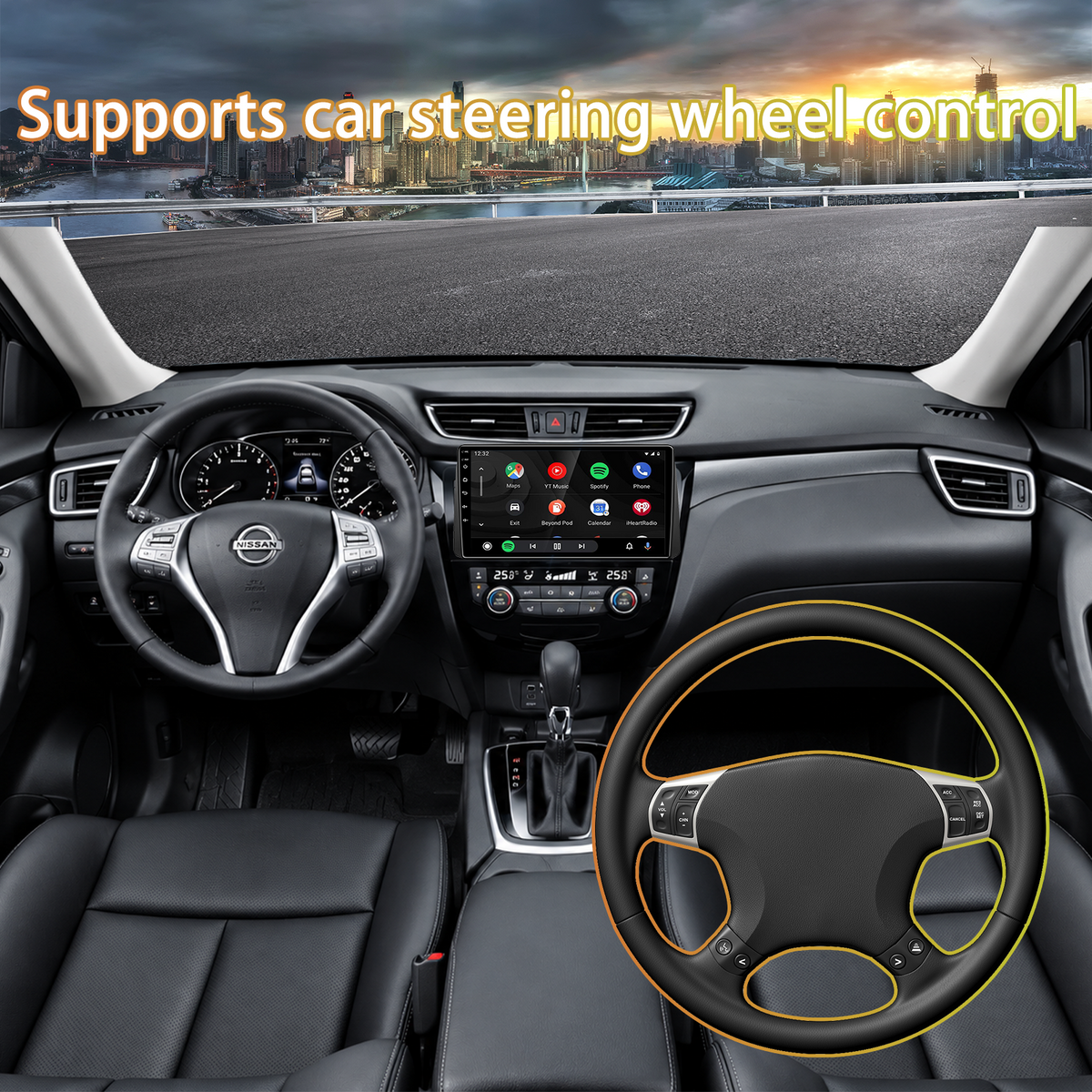 Android 13 Car Radio for 2014-2018 Nissan X-Trail, Qashqai, Rogue, Built-in Wireless Apple CarPlay & Android Auto