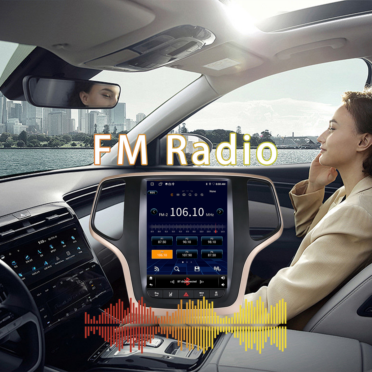 Car Stereo for Jeep Grand Cherokee 2014-2017: Android Touchscreen Radio Upgrade, Wireless CarPlay & Android Auto, 5G WiFi, BT5.0, GPS Navigation + Backup Camera