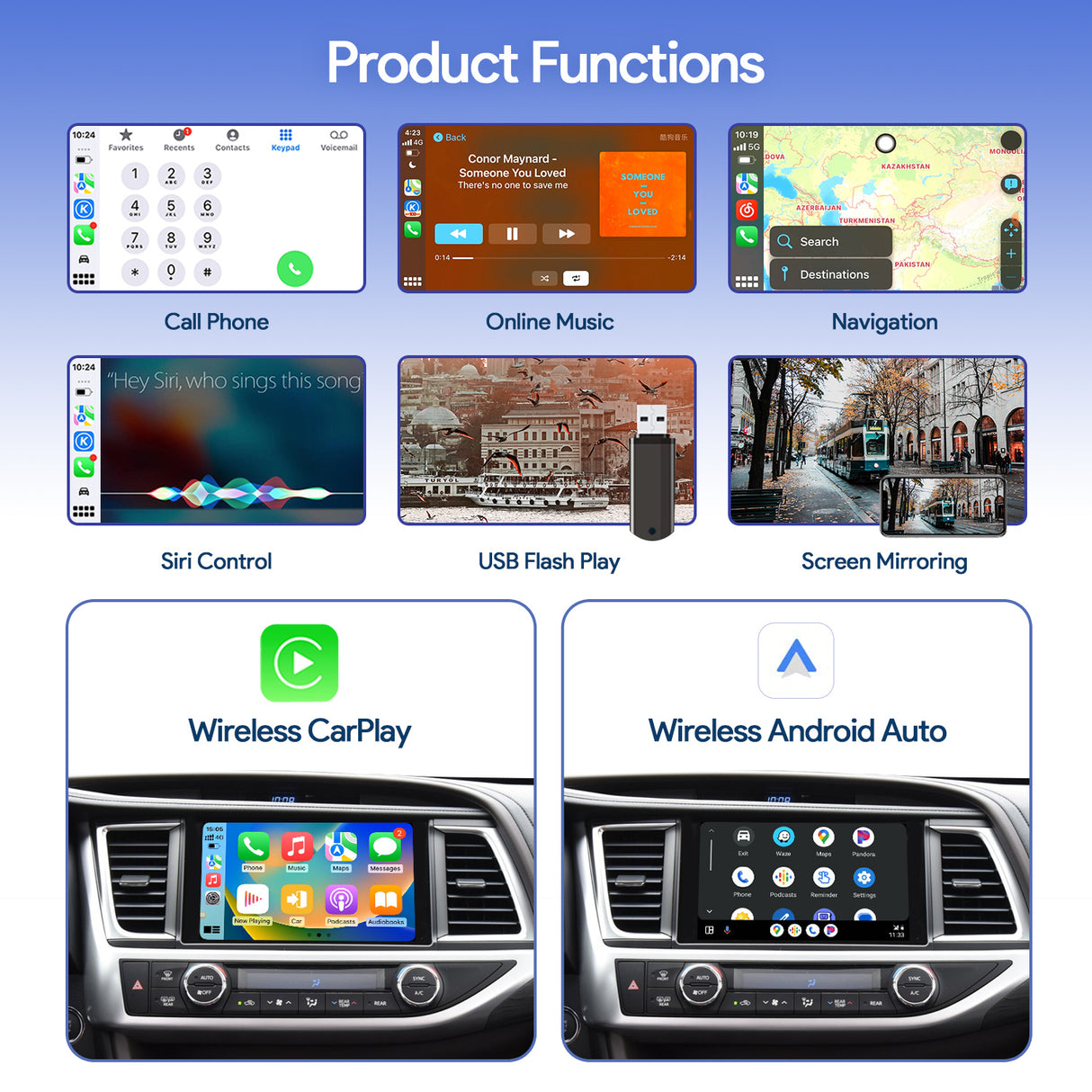 ZHNN Car Adapter Q1 for Toyota with Entune2.0 2014-2019