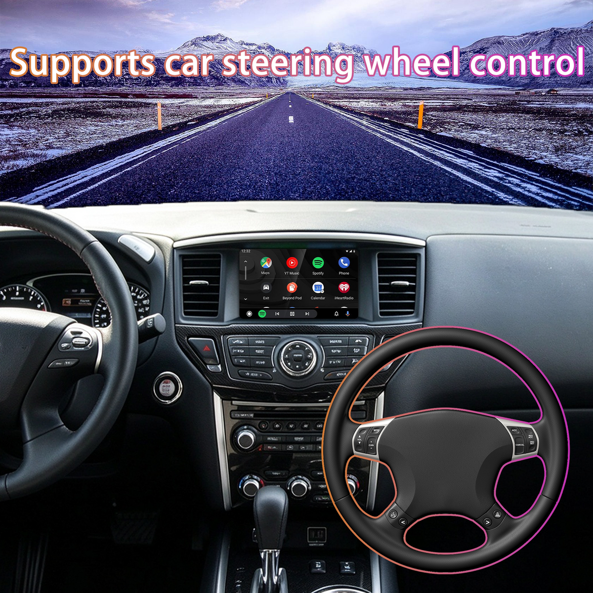 Android Car Radio for Nissan Pathfinder 2012-2020, Wireless CarPlay & Android Auto Stereo Receiver, Built-in GPS Navigation, Bluetooth, WiFi, FM Radio Multimedia Head Unit