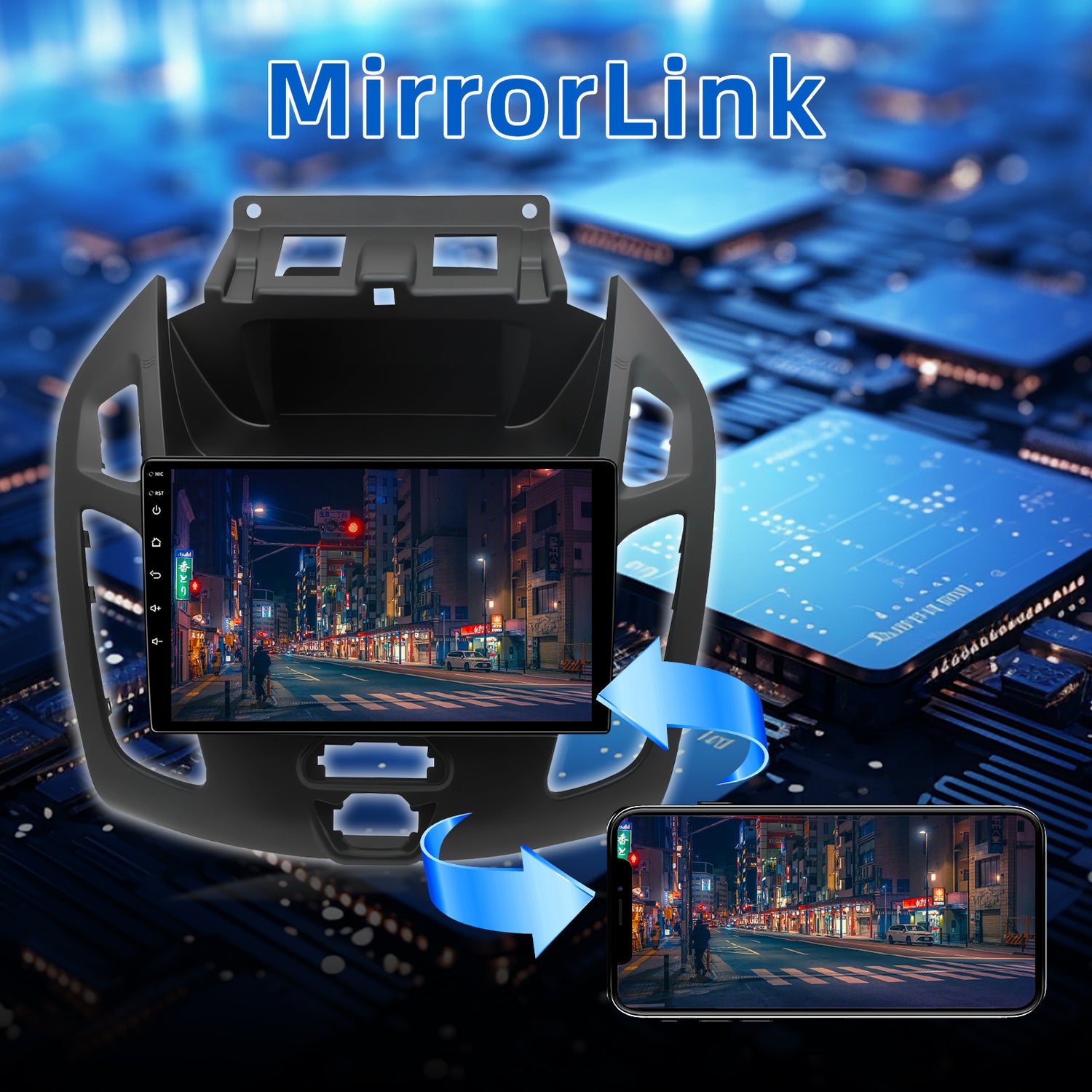 ZHNN 2+64GB Car Radio Stereo Compatible with Ford Transit Connect 2014-2018, 9 Inch Android 13 Touch Screen Car Radio with CarPlay/Android Auto, GPS FM WiFi Bluetooth Backup Camera