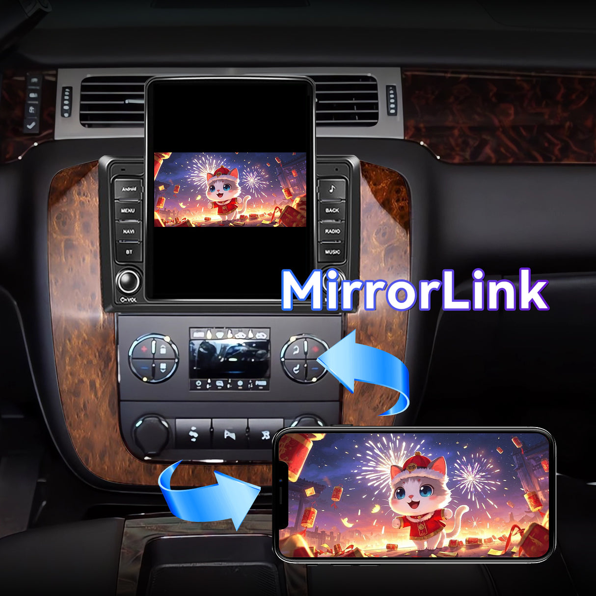 9.7inch Car Radio for GMC Yukon 2007-2014, Sierra 1500-3500 2007-2013, for Chevrolet Silverado 2007-2018, Tahoe/Suburban 2007-2014 with Carplay Android Auto, WiFi Bluetooth GPS FM RDS 8+128G