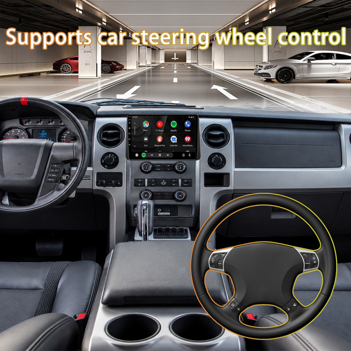 Android Car Radio Head Unit for Ford F150 2009 2010 2011 2012, Wireless CarPlay & Android Auto, Bluetooth, WiFi, GPS Navigation, FM, SWC, AHD Backup Camera, for Manual AC Models