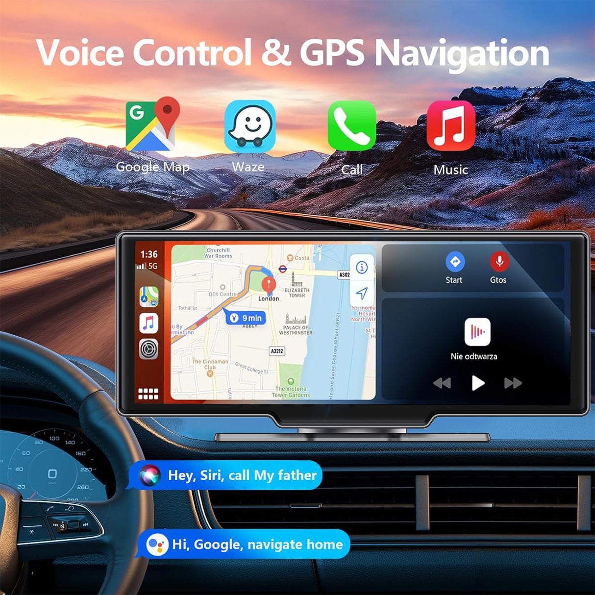 Wireless Car Stereo Compatible with Apple CarPlay and Android Auto, 8.1" HD Portable Bluetooth CarPlay Touch Screen for Car, with Backup Camera Car Play for All Cars