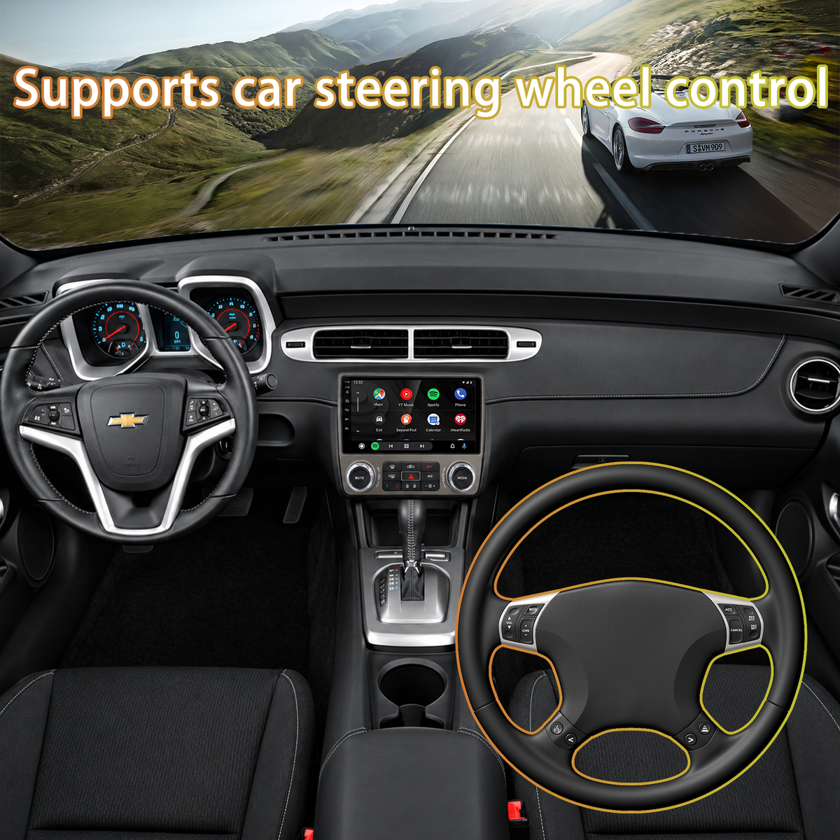 Android Car Stereo Radio for Chevrolet Chevy Camaro 2010-2015: AHD Backup Camera GPS Navi RDS FM 5G WiFi Steering Wheel Control