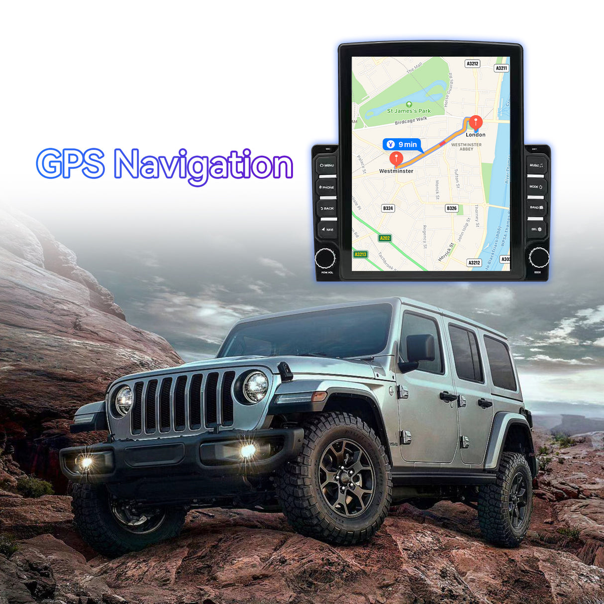 ZHNN 9.7 Inch Android 13 Car Radio Compatible with Dodge RAM 1500 2500 3500 2009-2012/ Jeep Wrangler JK 2007-2018, 2+64G Car Stereo with Wireless CarPlay Android Auto/WiFi/GPS/Backup Camera