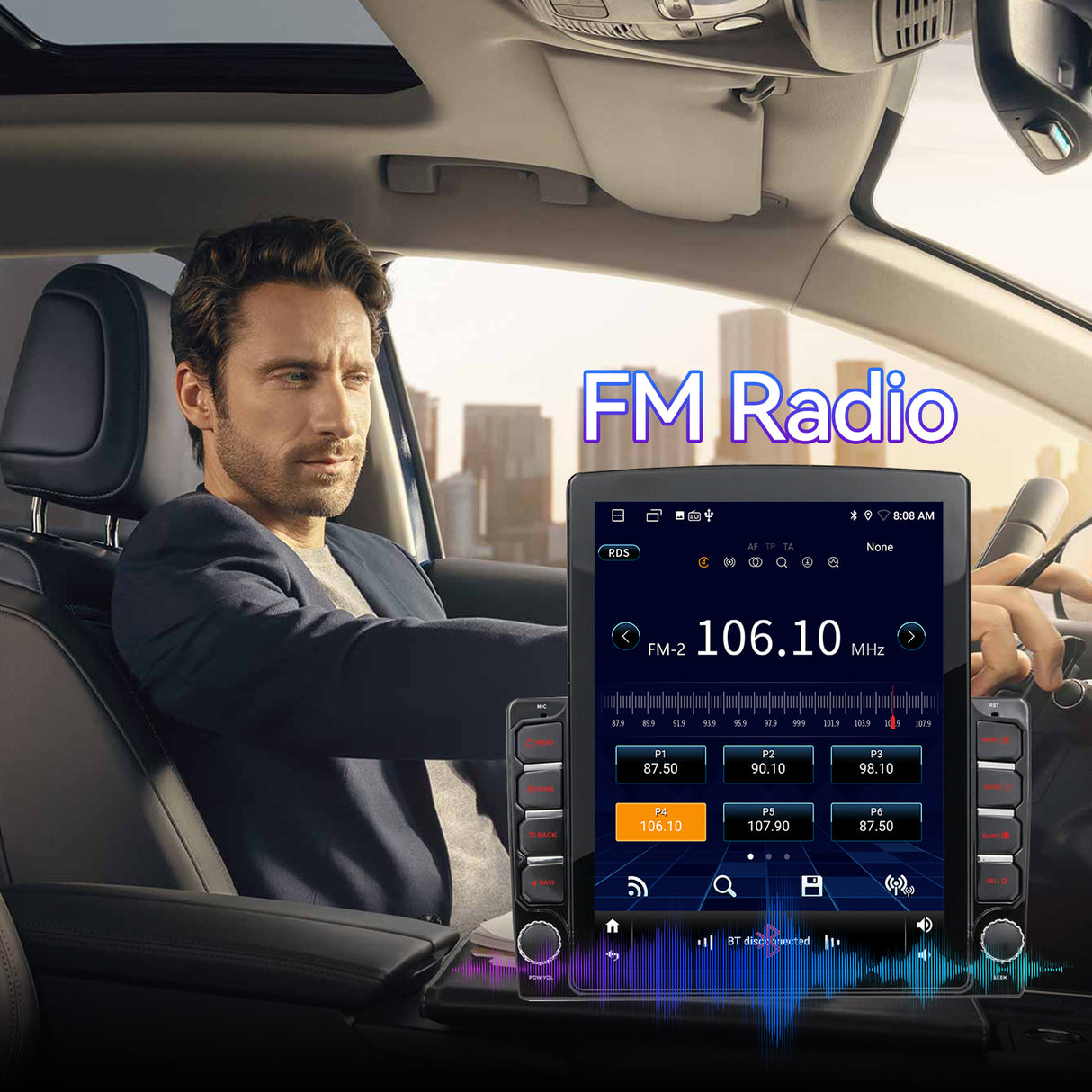 9.7 Inch Car Radio Compatible with Toyota Tundra 2014-2021, 2+64G Car Head Unit with Wireless Carplay/Android Auto/Bluetooth/SWC/FM/1080P Back-up Camera