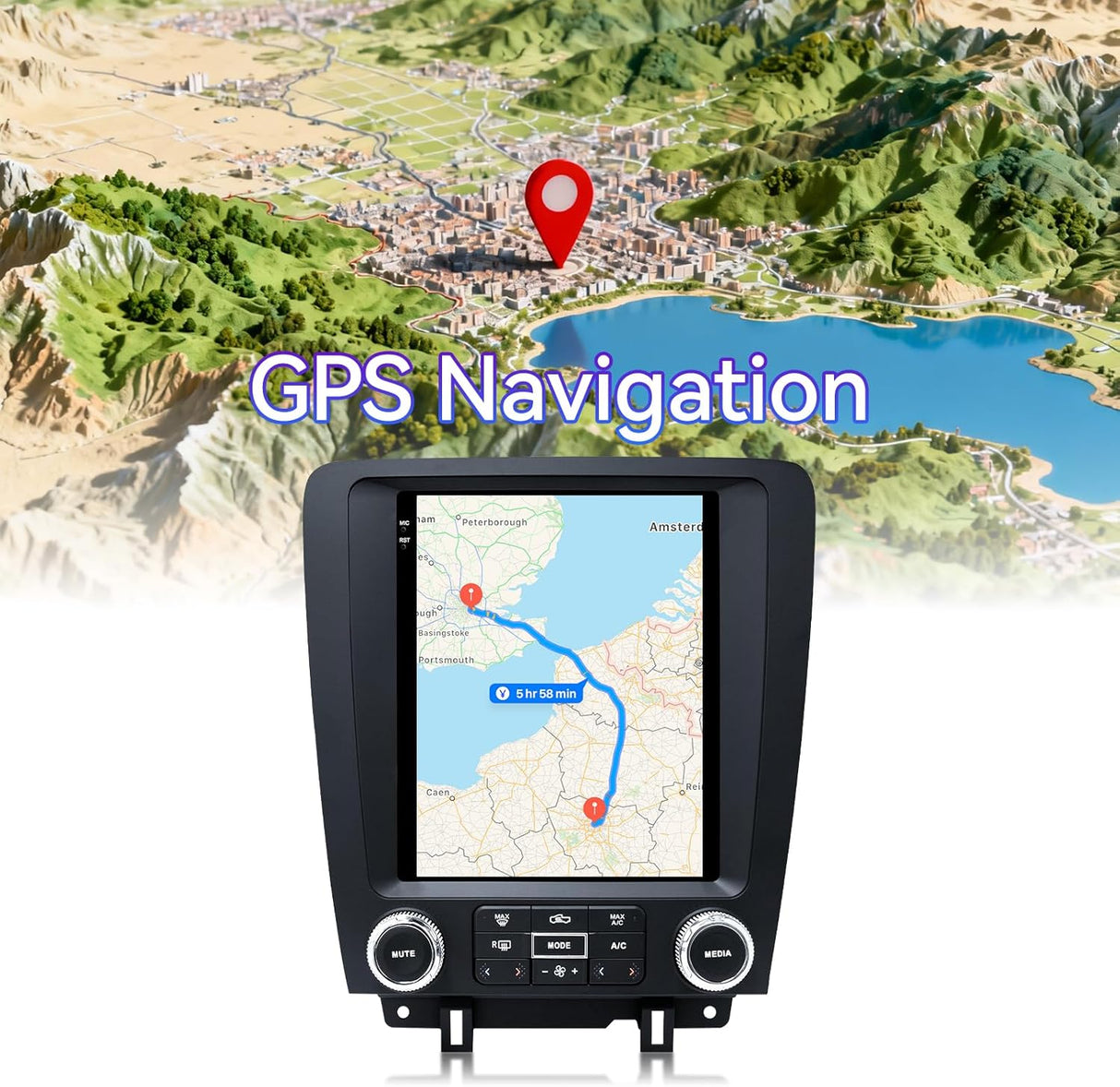 9.7 Inch Car Radio Compatible with Ford Mustang 2010 2011 2012 2013 2014, 2+64G Android 13 T-Style Car Stereo with with Carplay/Android Auto/Bluetooth/SWC/FM/1080P Back-up Camera