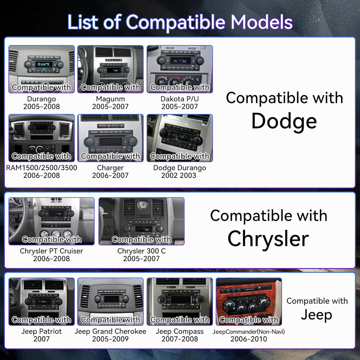 Android 13 Car Radio for Dodge Ram 1500/2500/3500 2006-2008, Chrysler 300/300C,Jeep Grand Cherokee 2005-2007, Wireless CarPlay/Android Auto