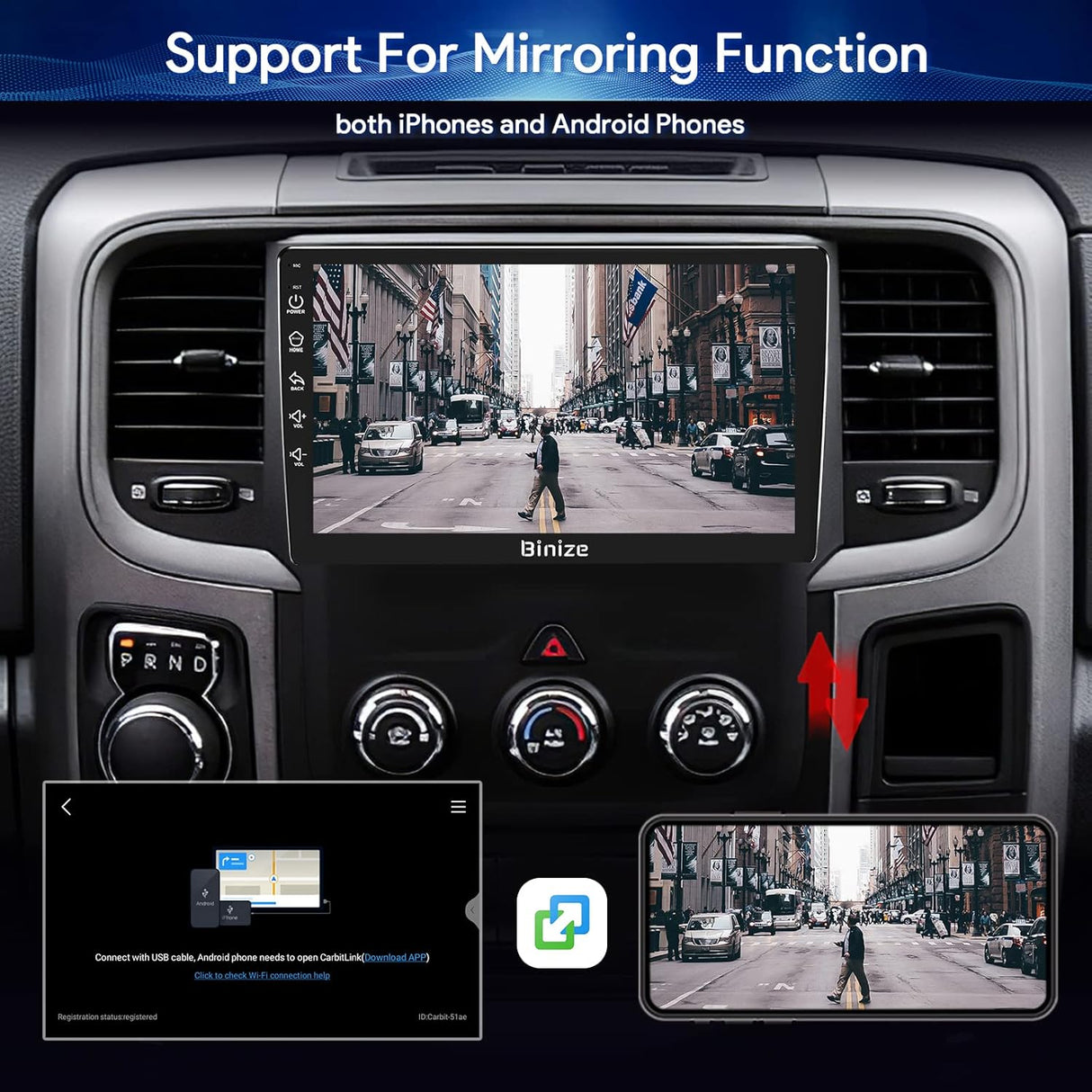 Android 13 Car Stereo Compatible with Dodge Ram 1500/2500/3500 2013-2018,Navigation GPS Touch Screen Radio Head Unit with Wireless CarPlay/Android Auto(Manual AC)