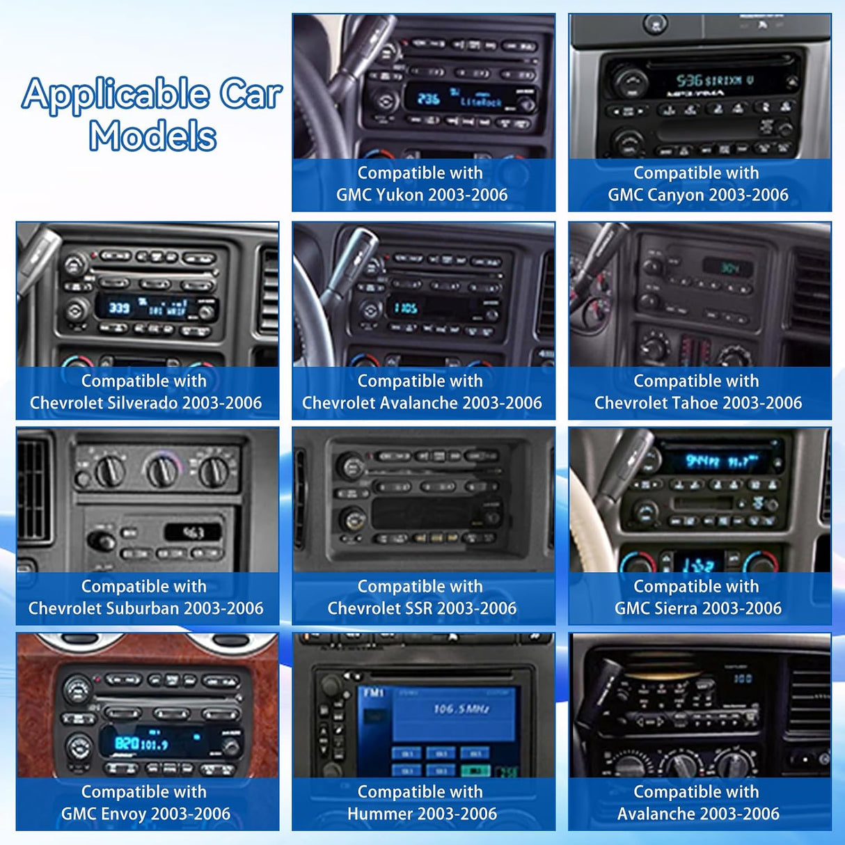 Android 14 Car Stereo Radio Compatible with 2003-2006 Chevy Silverado/Tahoe & GMC Sierra/Yukon Hummer H2 2003-2007 - 7" Touchscreen, Wireless CarPlay/Android Auto, GPS, Backup Camera, HiFi, SWC