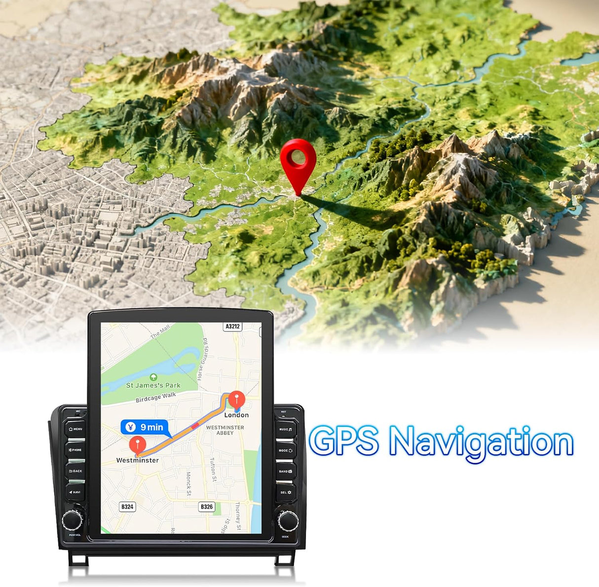 Android 14 Car Stereo Car Radio 9.7" Touch Screen Compatible with Toyota Tundra 2007-2013 Sequoia 2008-2018 Wireless CarPlay & Android Auto Bluetooth FM Radio GPS Navigation Backup Camera