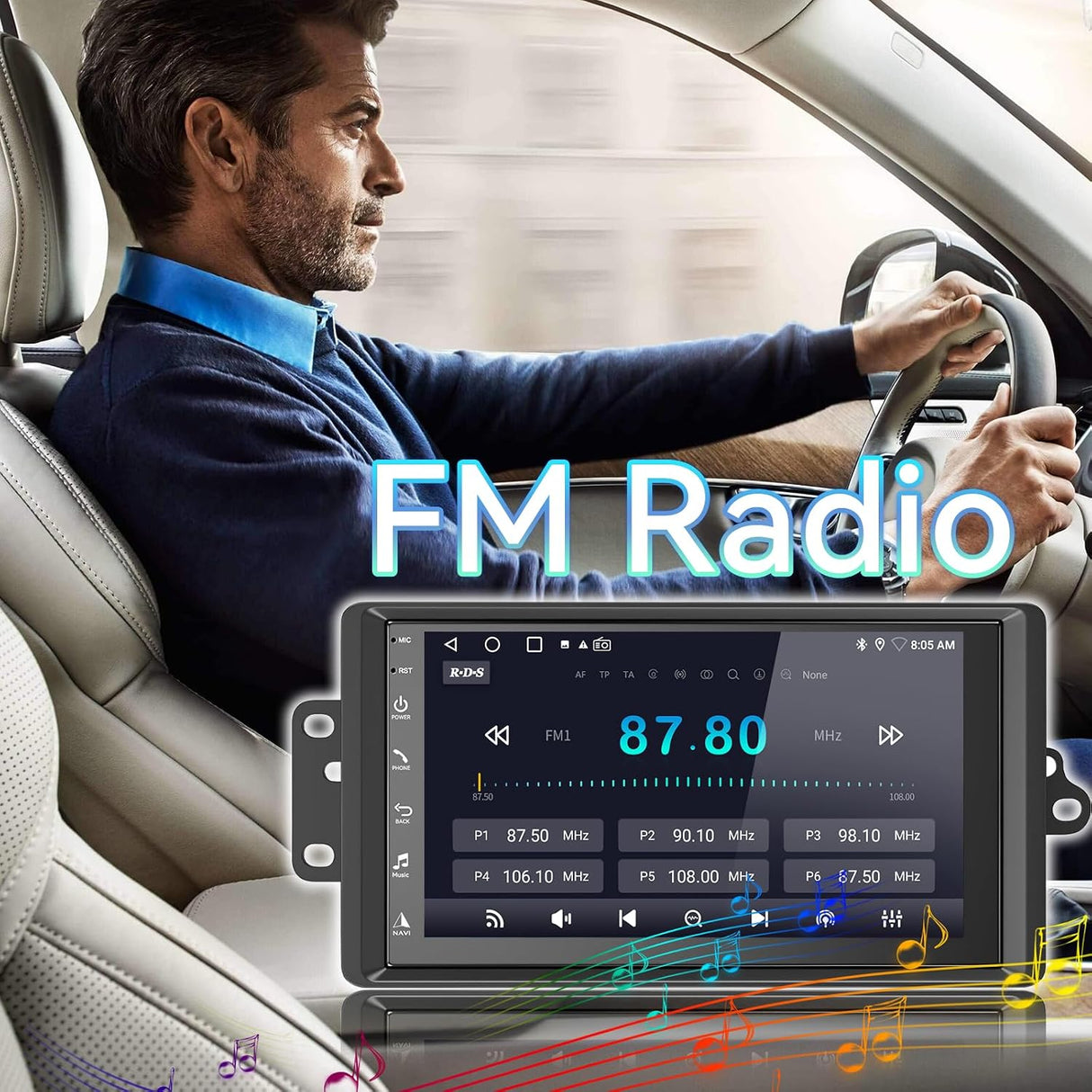 Android 14 Car Stereo Radio Compatible with 2003-2006 Chevy Silverado/Tahoe & GMC Sierra/Yukon Hummer H2 2003-2007 - 7" Touchscreen, Wireless CarPlay/Android Auto, GPS, Backup Camera, HiFi, SWC